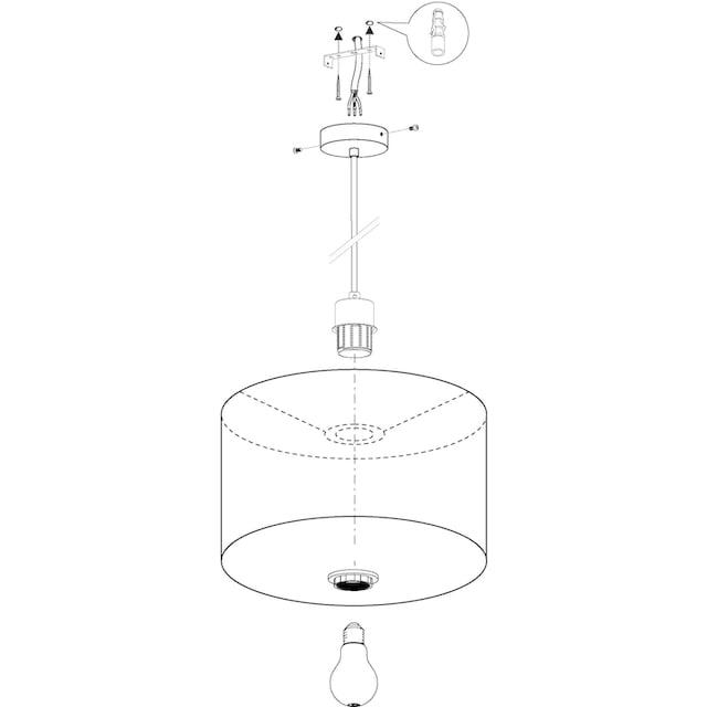 EGLO Hängeleuchte »PASTERI«, 1 flammig-flammig, weiß / Ø38 x H110 cm /  exkl. 1 x E27 (je max. 60W) / Lampe aus Stoff online kaufen | mit 3 Jahren  XXL Garantie