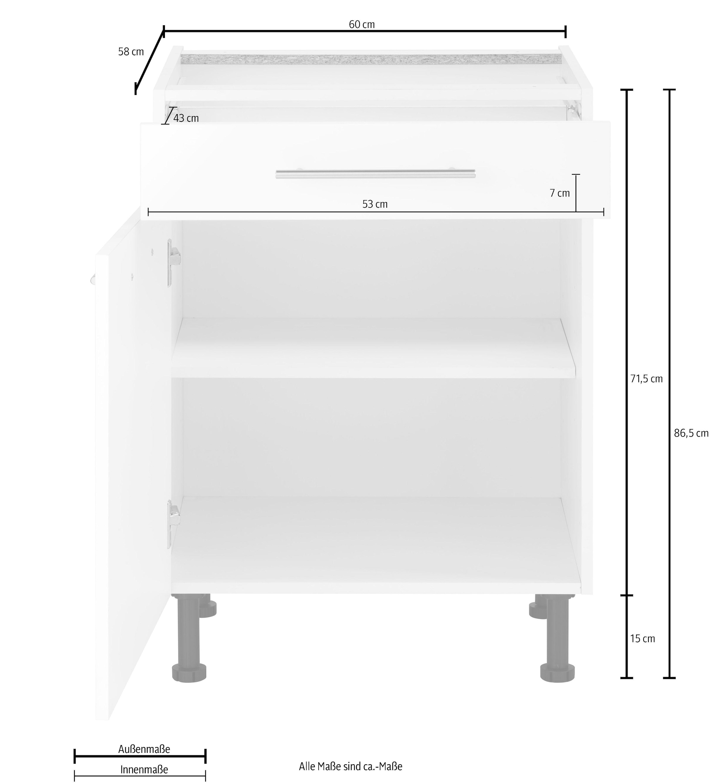 wiho Küchen Unterschrank »Ela«, Breite 60 cm, höhenverstellbare Füße auf  Rechnung bestellen