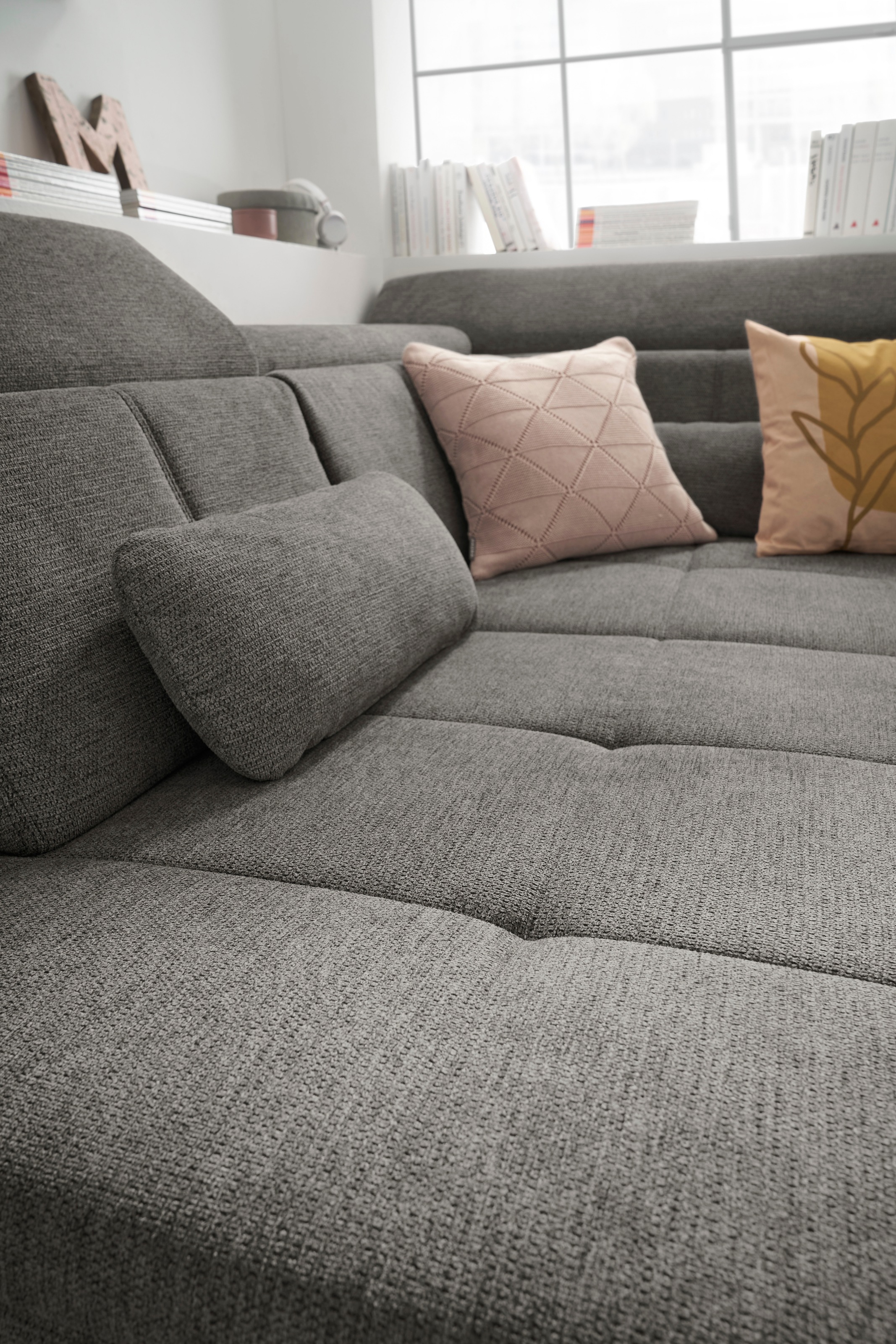 set one by Musterring Ecksofa »SO 3400, Komfortsitzhöhe 47cm oder 49cm, inkl. Sitztiefenverstellung«, verschiedene Funktionen, Kaltschaumpolsterung, Stellmaße 220 x 317 cm