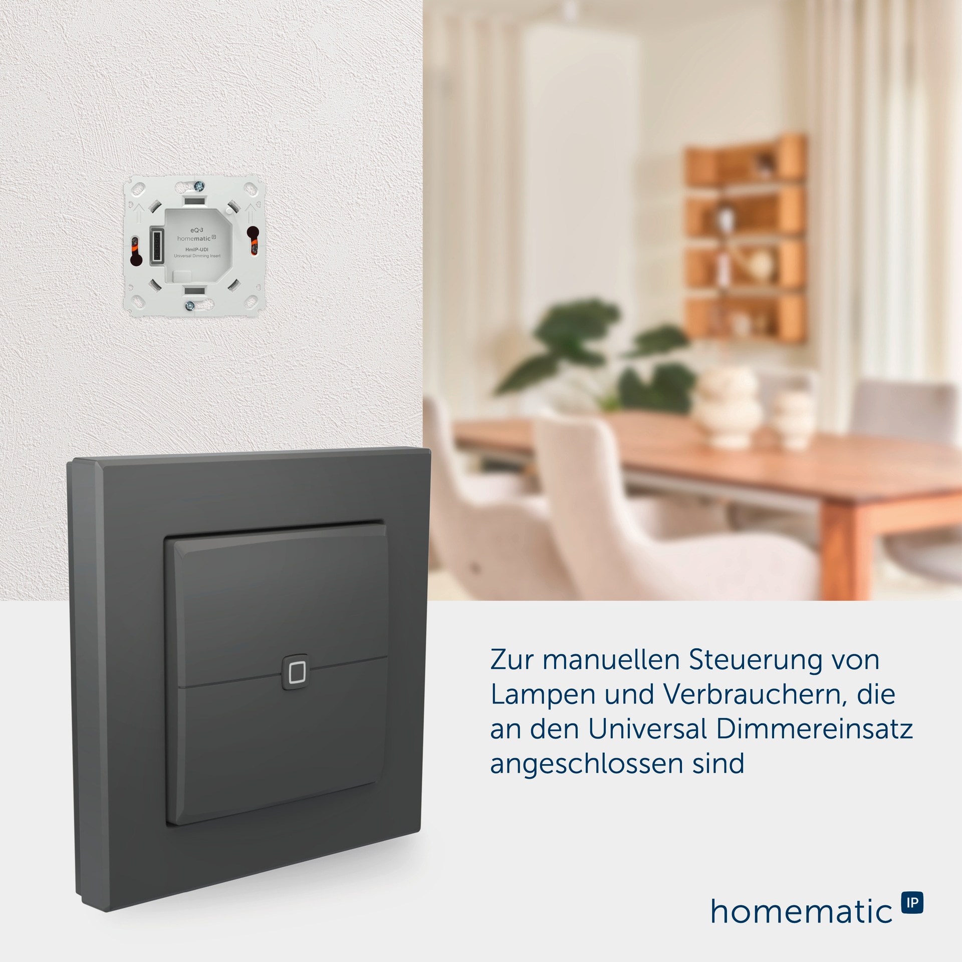 Homematic IP Smart-Home-Zubehör »Universal Dimmeraufsatz – Taster«