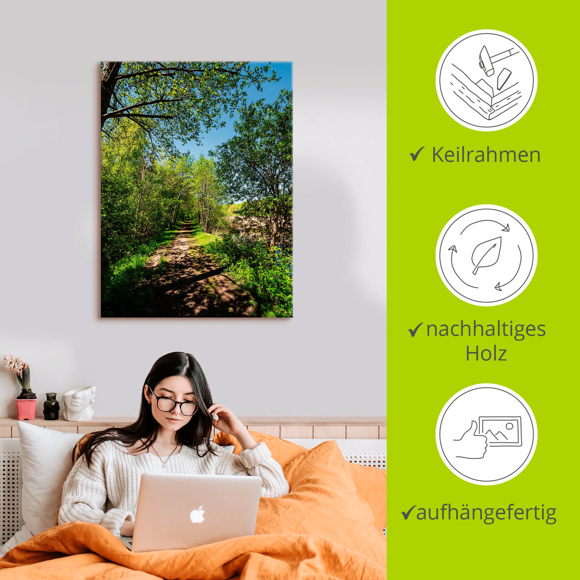 Artland Wandbild »Weg und Bäume bei Kuchelmiß«, Waldbilder, (1 St.), als Leinwandbild, Poster, Wandaufkleber in verschied. Größen