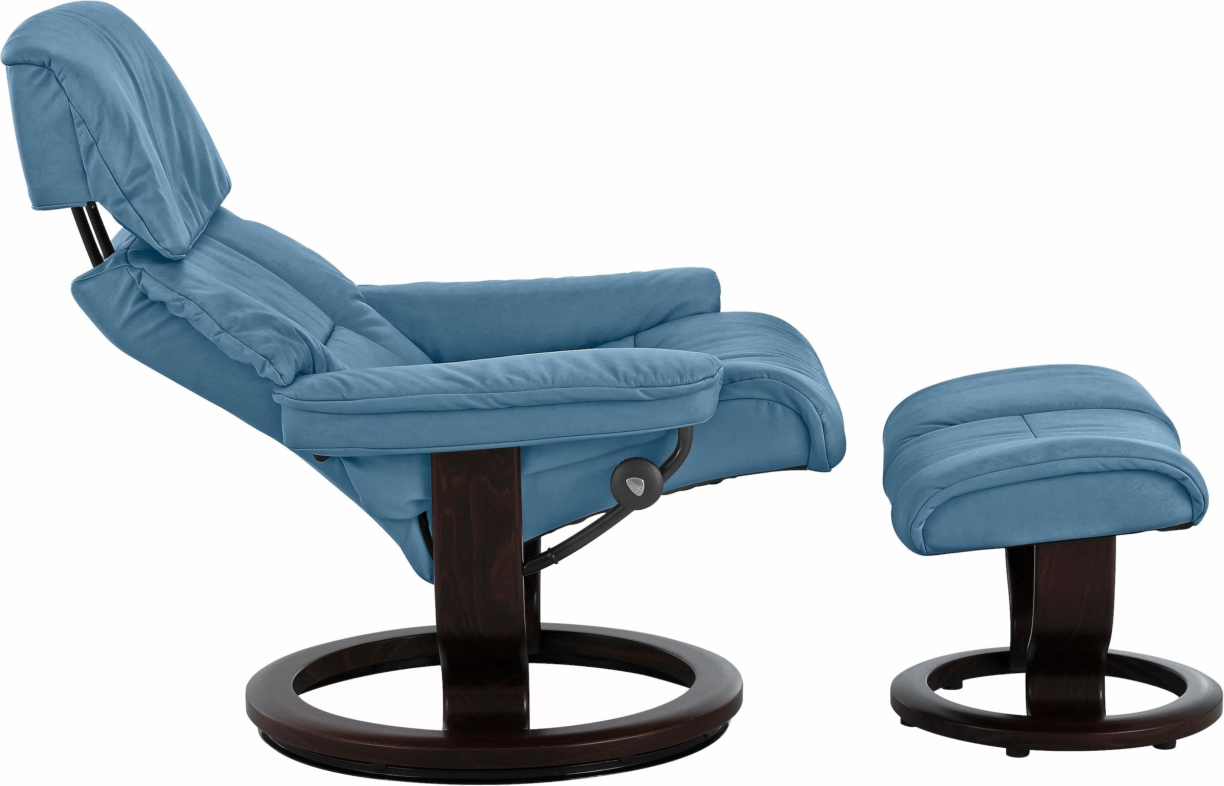 Stressless® Relaxsessel »Ruby«, (Set, Relaxsessel mit Hocker), mit Classic Base, Größe M, Gestell Eiche, Wenge, Braun & Schwarz