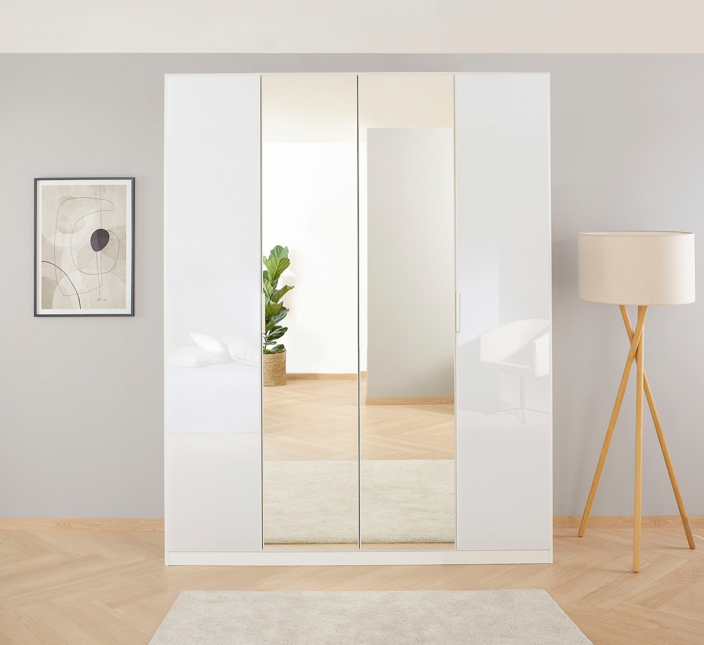 rauch Drehtürenschrank »Kleiderschrank Schrank Garderobe KOLUNA mit Glastüren und Spiegel« Breiten 181/226/271/315 cm Höhen 210/229 cm,  inkl. 2 Innenschubladen sowie extra Einlegeböden MADE IN GERMANY