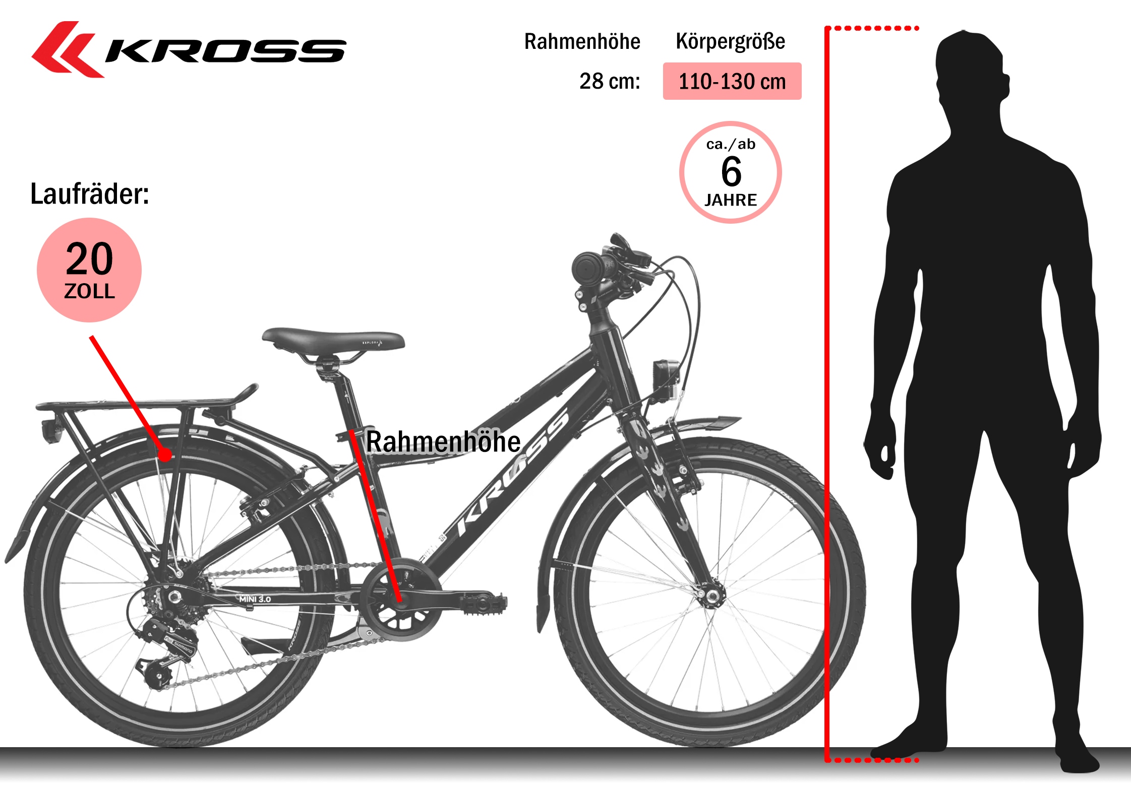 Kross Kinderfahrrad »Kinderrad Lea Mini 3.0 blau 6 Gänge« 6 Gang Shimano Tourney TX30 Schaltwerk Kettenschaltung