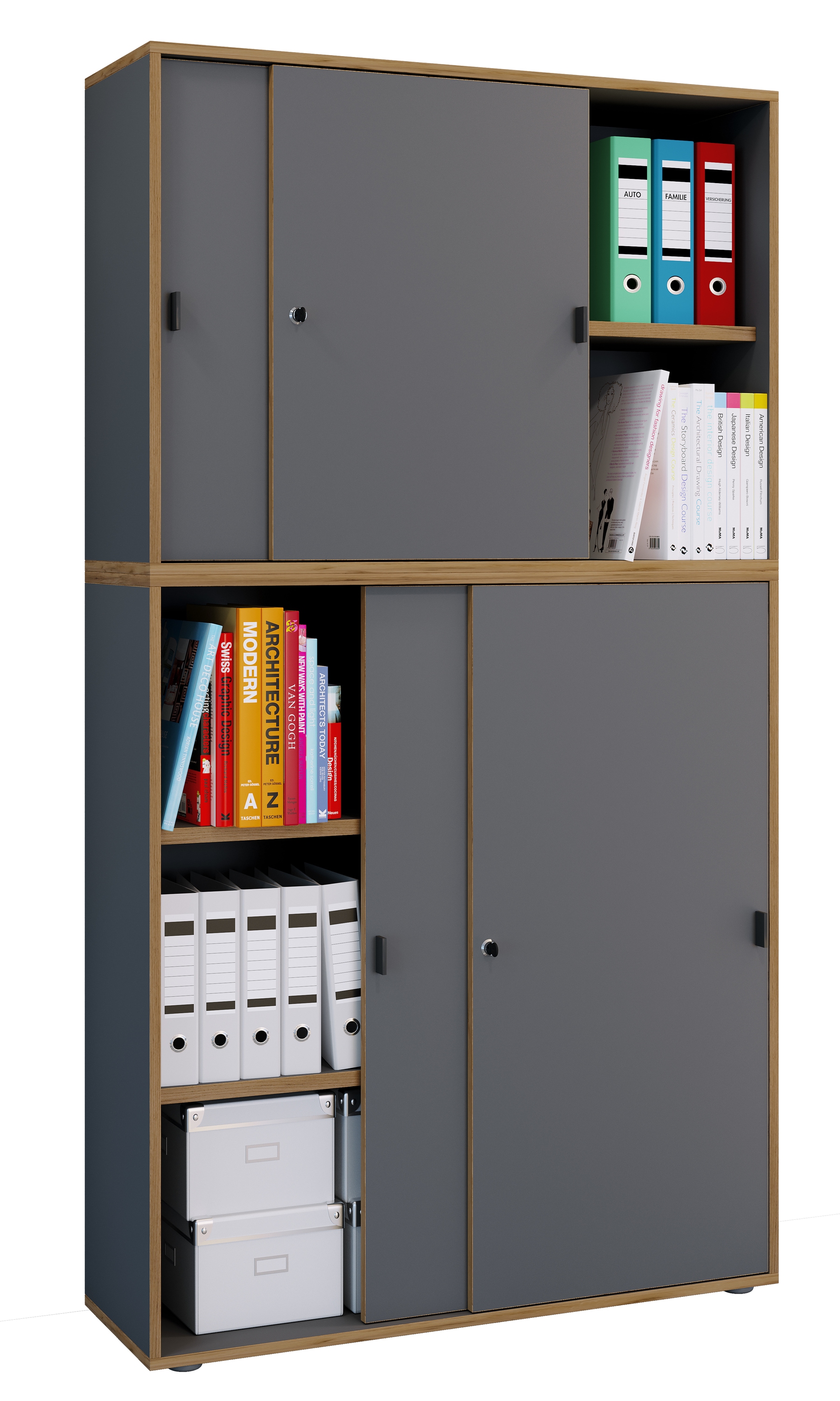 VCM Aktenschrank »Büroschrank Aktenschrank Schiebetüren Salia 5fach« 1 Stk. tlg.