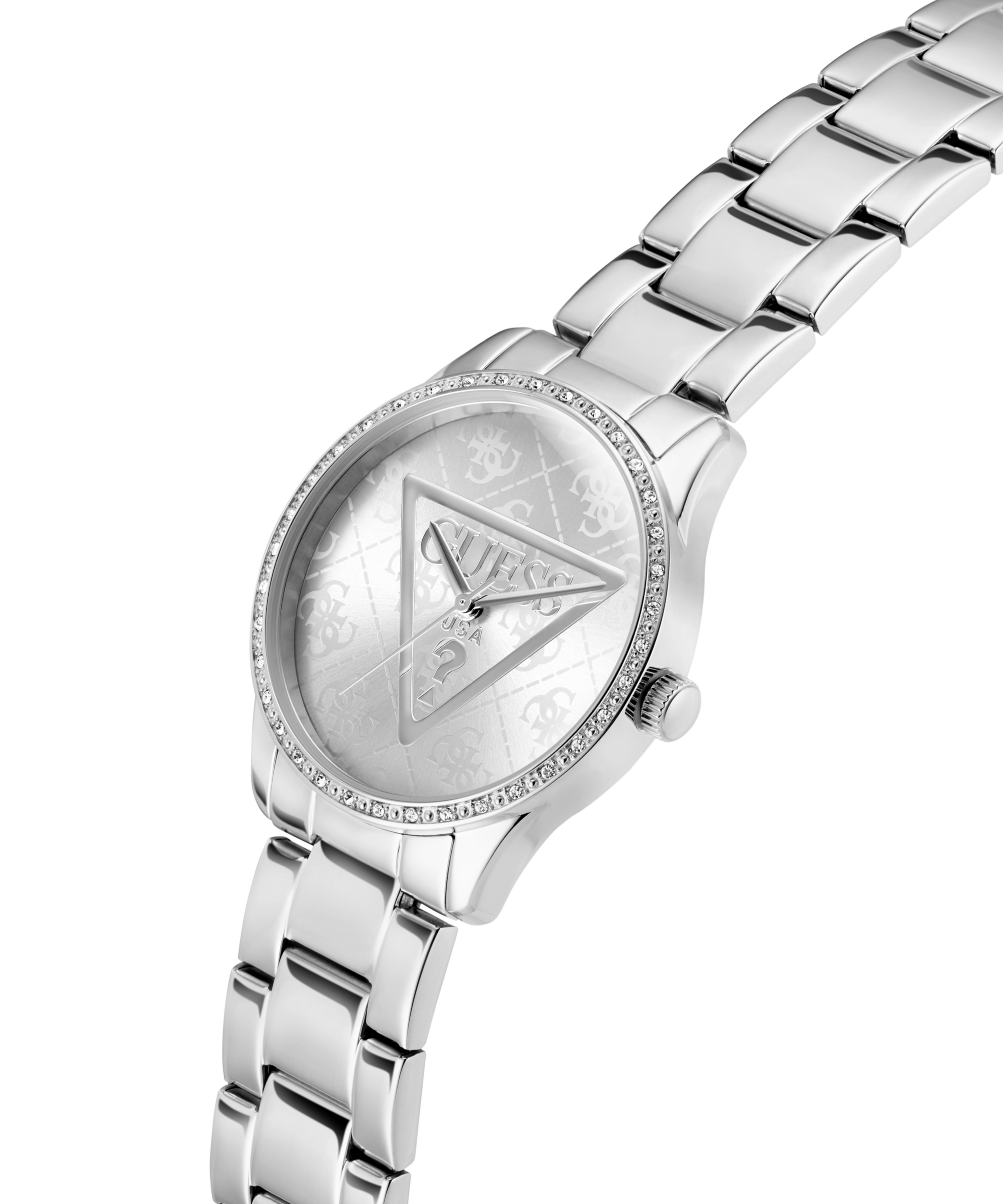 Guess Quarzuhr »ROXY« Armbanduhr, Damenuhr, Edelstahlarmband, Kristallglas