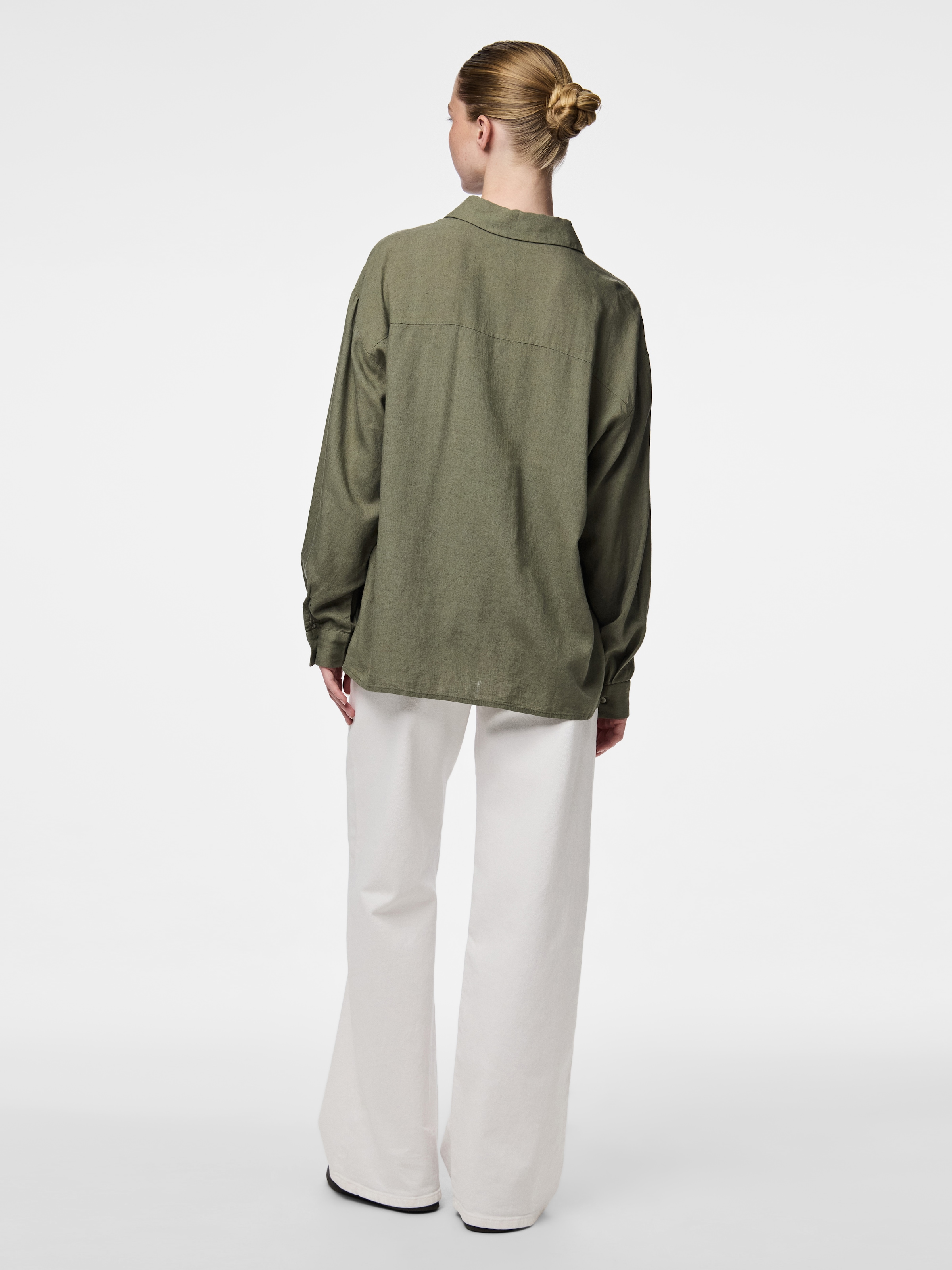 pieces Hemdbluse »PCPIA LS LOOSE SHIRT WVN NOOS«, mit Leinen