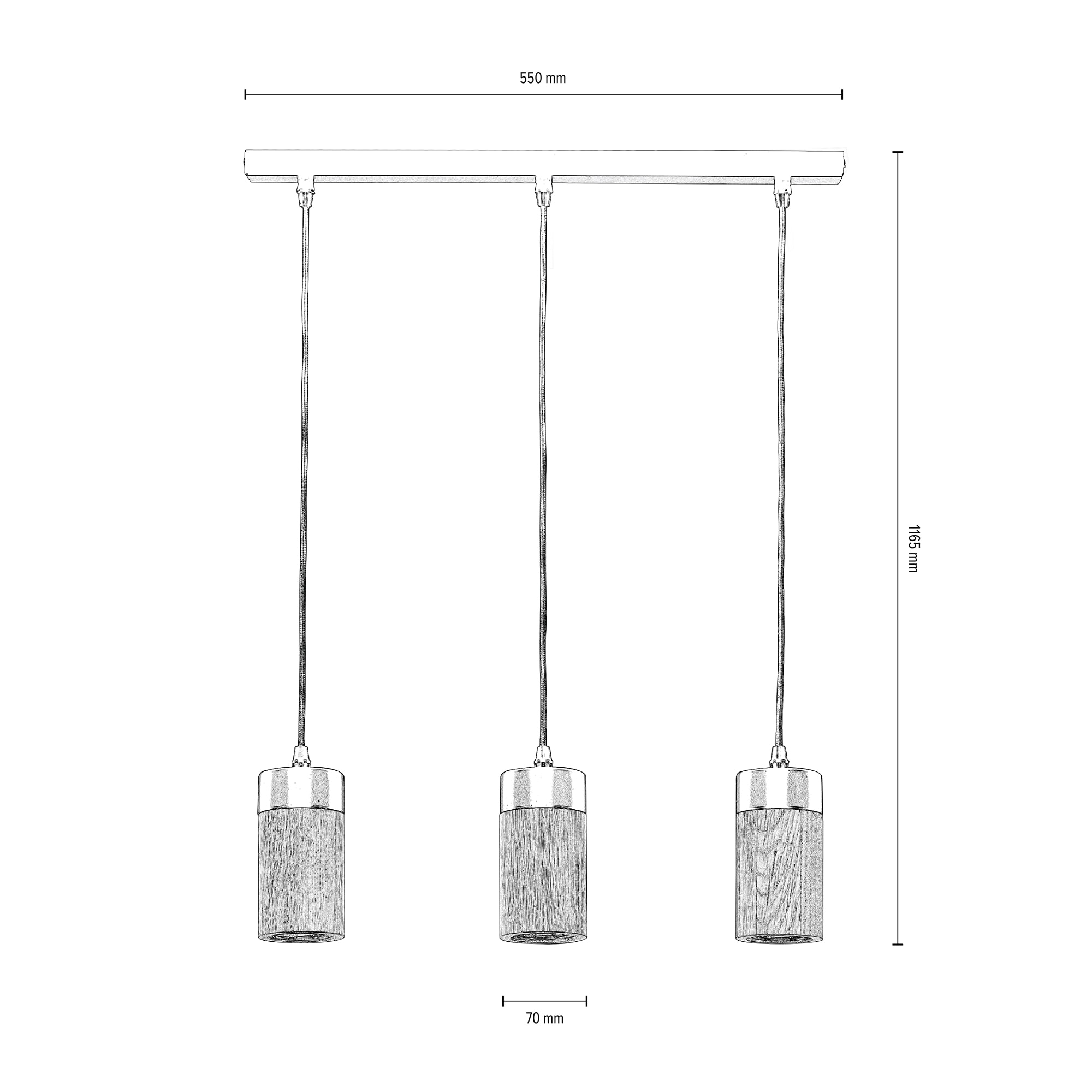 BRITOP LIGHTING Pendelleuchte »ANNICK«, 3 flammig, Leuchtmittel GU10 | LED wechselbar, Hängeleuchte, Aus edlem Eichenholz und Metall, LED-Leuchtmittel inkl.