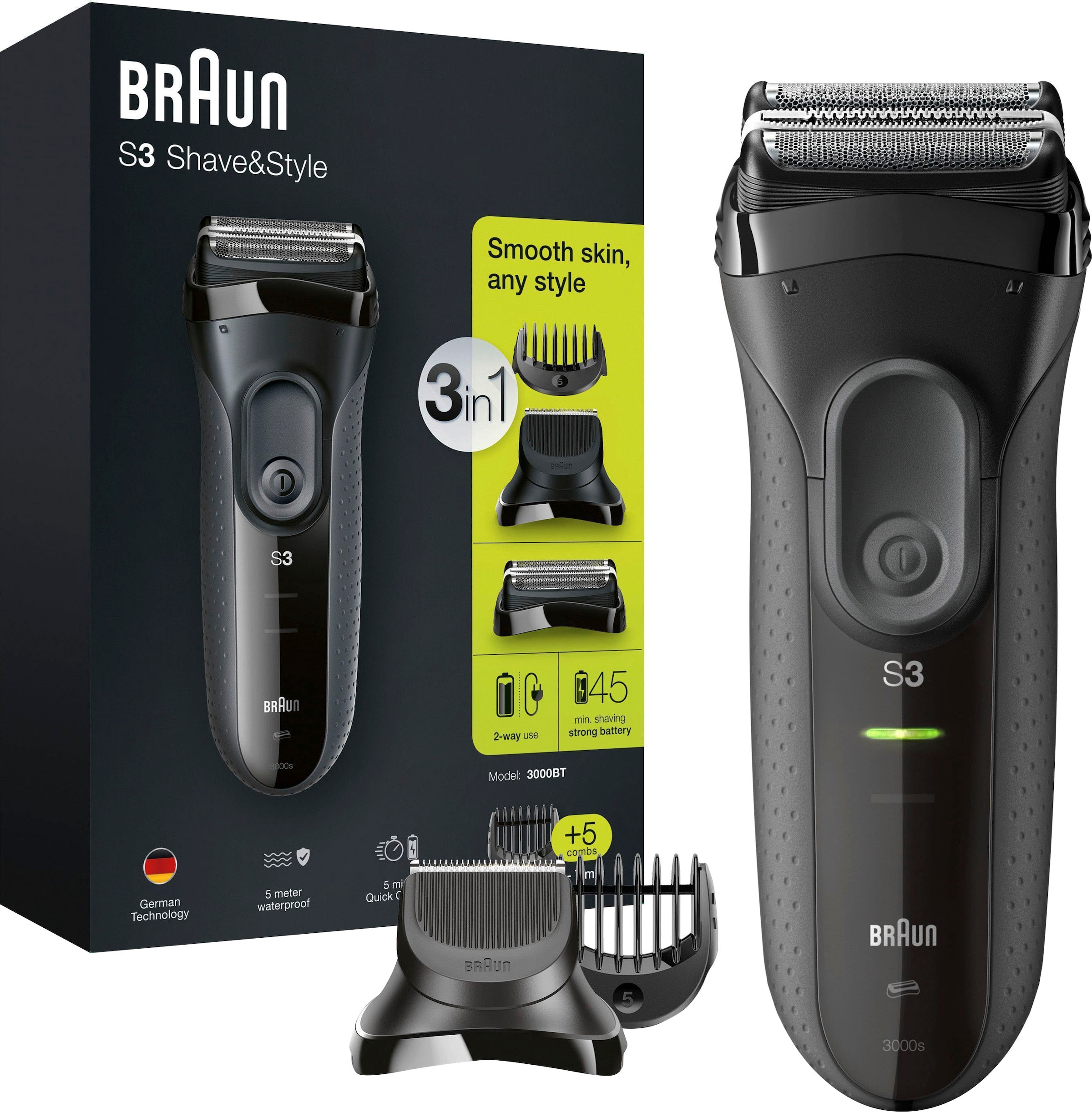 Braun Elektrorasierer »Series 3 Shave&Style 3000BT«, Wet&Dry