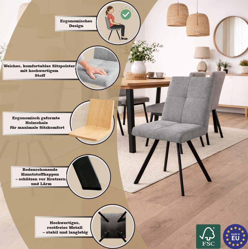Home affaire »Mia Essecke, Sitzgruppe, Eckbankgruppe, Küchenbankgruppe« Set, 4er, 4 tlg. Eckbank mit Wellenfederung; Tisch in Eiche massiv