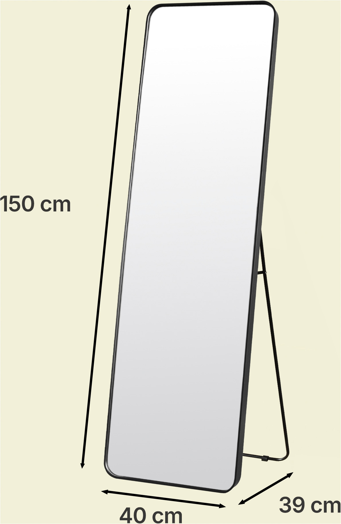 OTTO home Spiegel »Standspiegel Addrik, wahlweise in 2 Größen 150x40cm oder 160x50cm« Ganzkörperspiegel mit Sicherheitsglas, in verschiedenen Farben