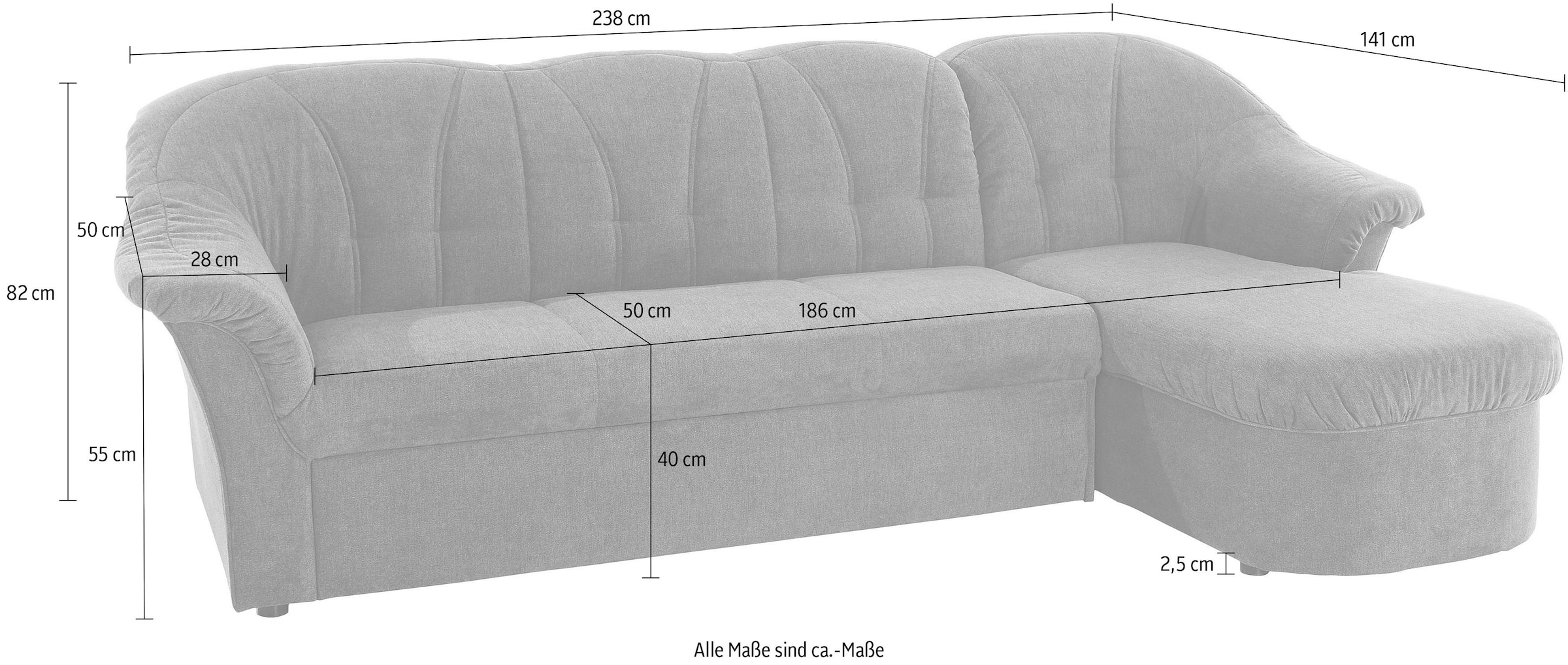 DOMO collection Ecksofa »Pegnitz, elegante Rückensteppung,  komfortabel, L-Form« wahlweise mit Bettfunktion