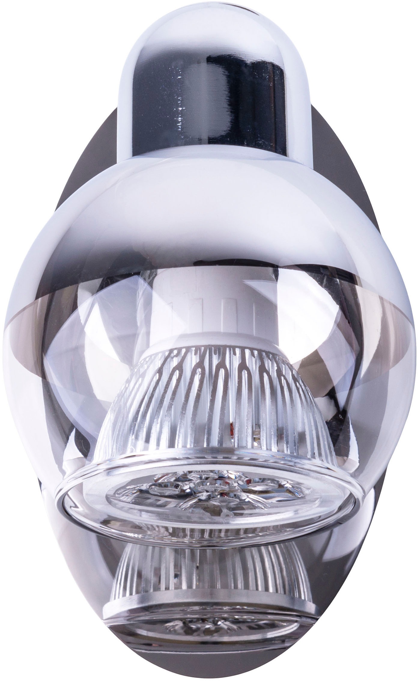 näve Wandstrahler »Boccia« GU10 1 Stk. Warmweiß 1flg. incl. LED GU10 6W, chrom, Glasschirm, verstellbarer Spot, D:14cm