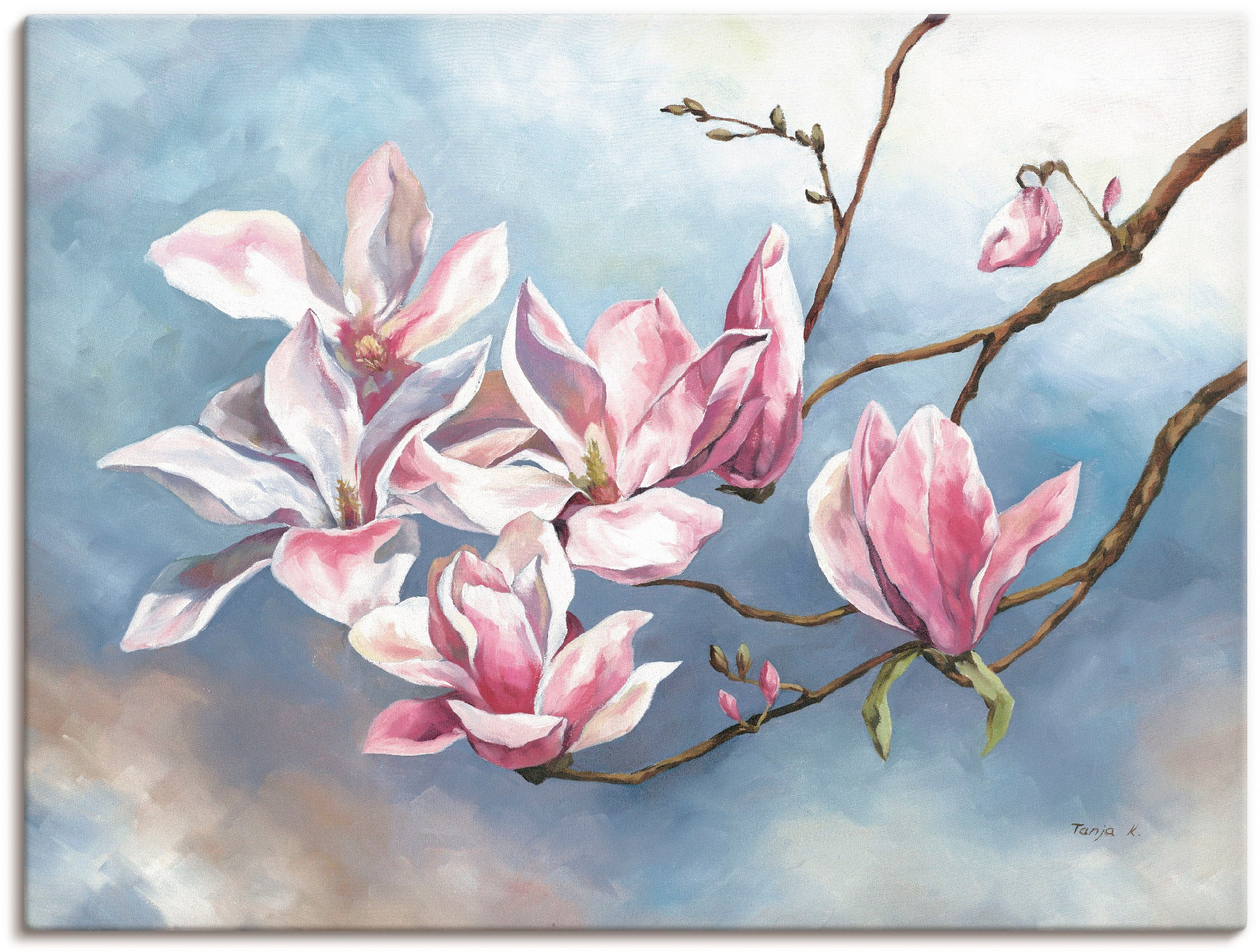 St.), Raten Artland Wandaufkleber Leinwandbild, auf »Magnolienzweig«, (1 Blumen, in Alubild, als kaufen Poster Größen versch. Wandbild oder