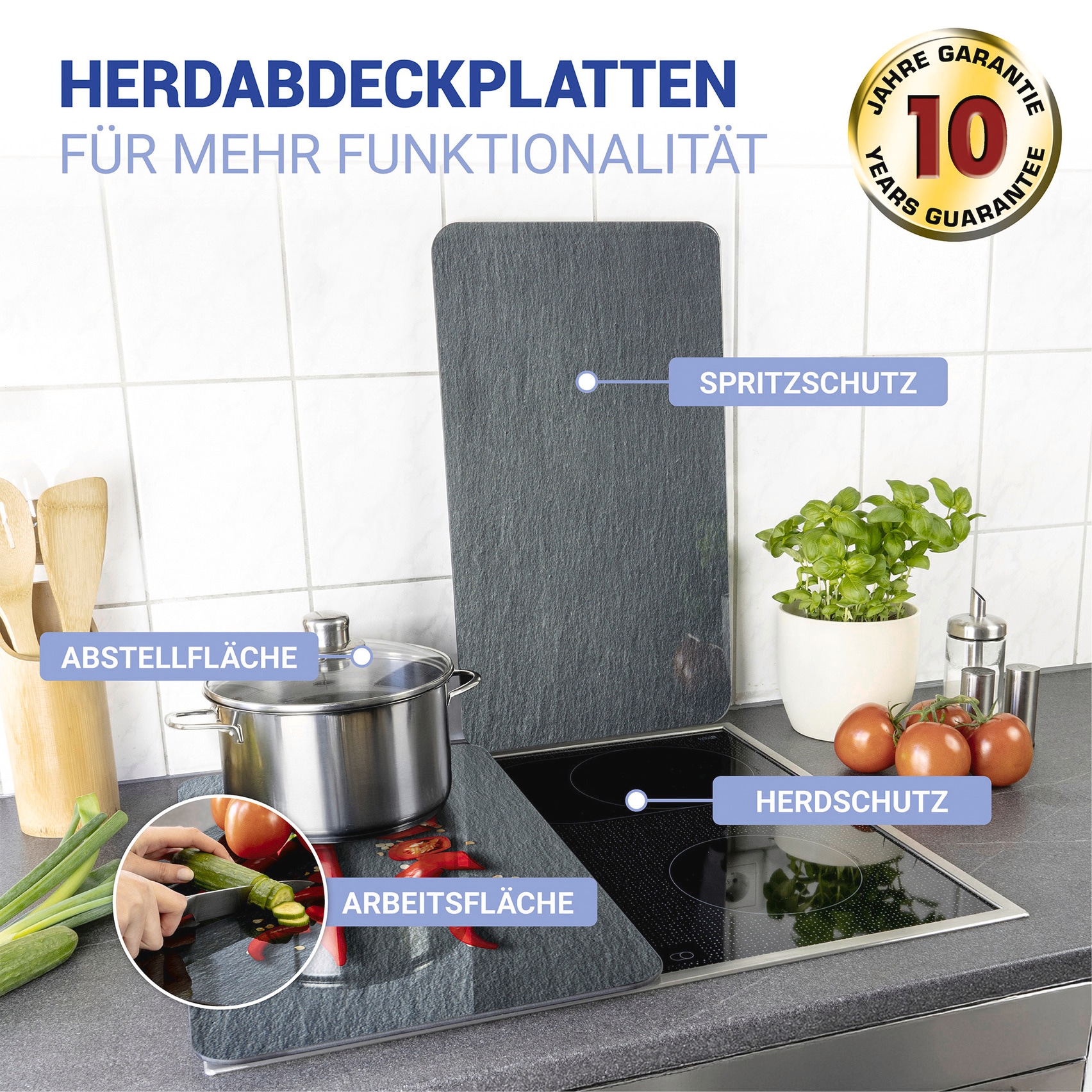 WENKO Herd-Abdeckplatte »Universal Modell Cayenne« Herdabdeckung für alle Herdarten, kratzfest, mit rutschfesten Füßen