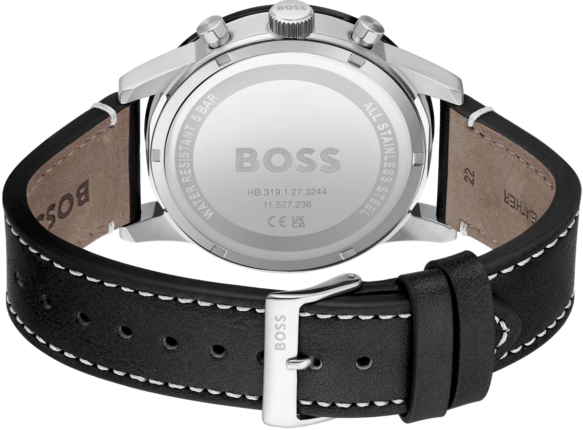 BOSS Chronograph »ALLURE«, Quarzuhr, Herrenuhr, Armbanduhr, Stoppfunktion, Lederarmband