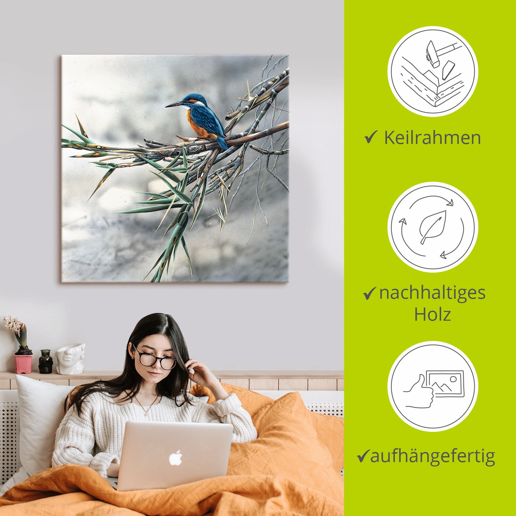 Artland Wandbild »Eisvogel I« Vögel 1 Stk. tlg. als Leinwandbild, Poster in verschied. Größen