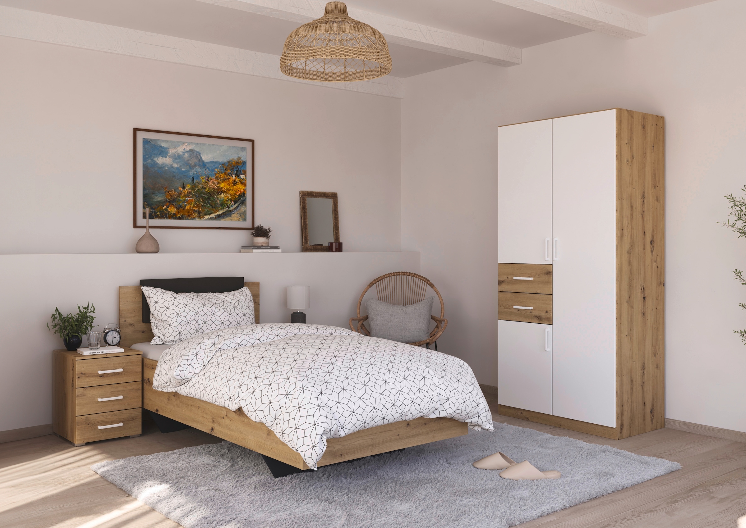 rauch Drehtürenschrank »Kleiderschrank Schrank Garderobe MAIKA mit Dekor-Front« 2 Schubladen, in verschiedenen Breiten, Höhen, Farben, MADE IN GERMANY