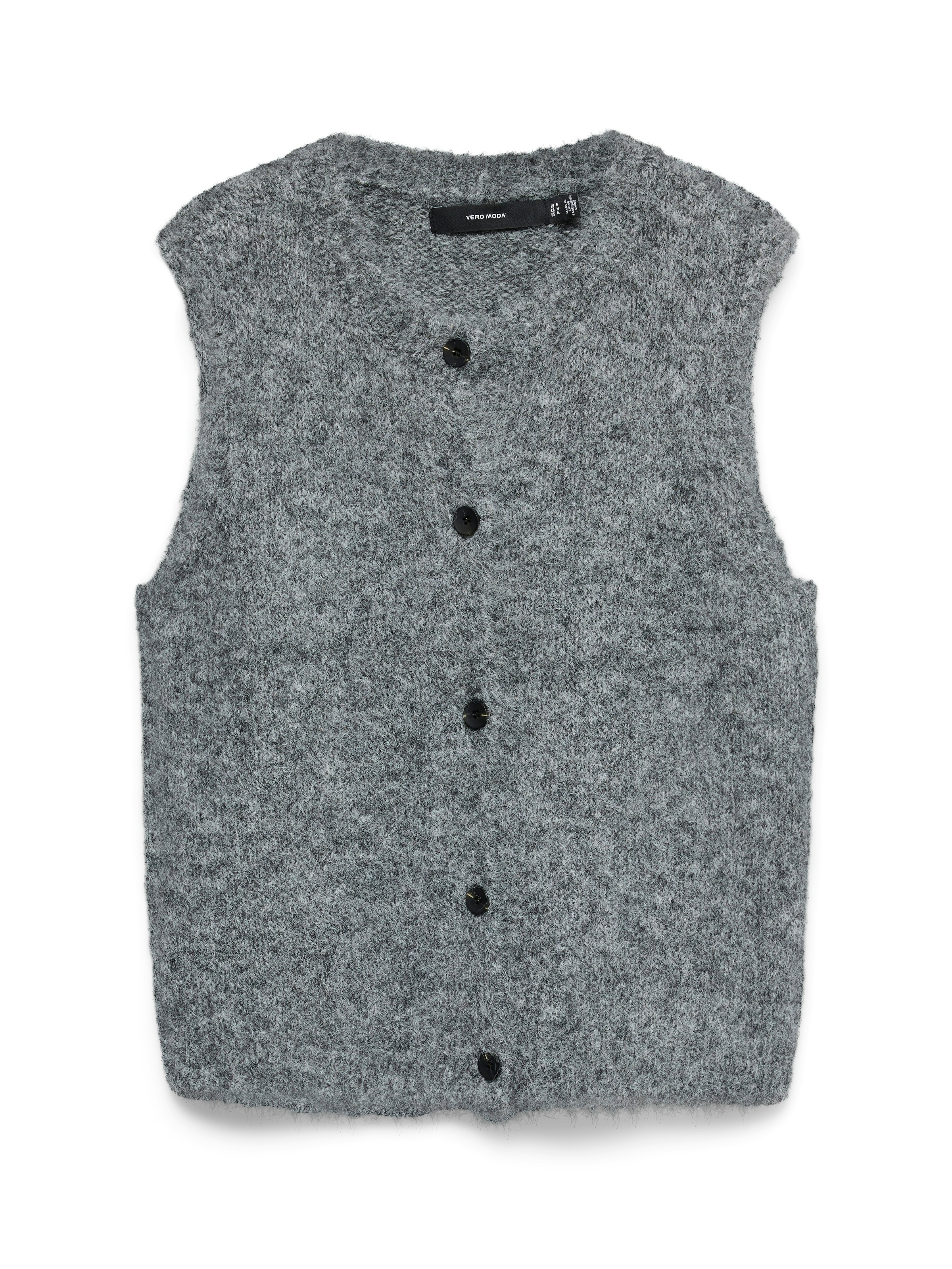 Vero Moda Strickweste »VMNOVAH SL O-NECK BUTTON VEST NOOS« Materialmix, loose fit