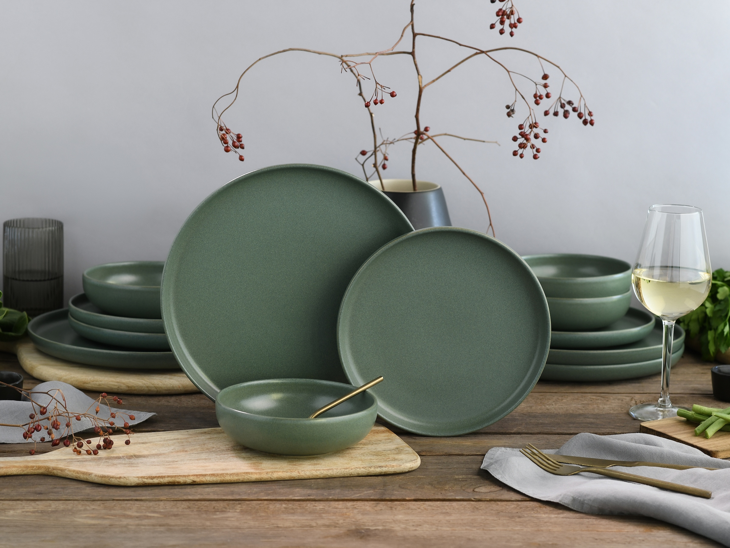 CreaTable Teller-Set »Uno, Geschirr-Set, 12-tlg.« Seidenmatten, Spezialglasur, Klare Konturen mit sanften Rundungen
