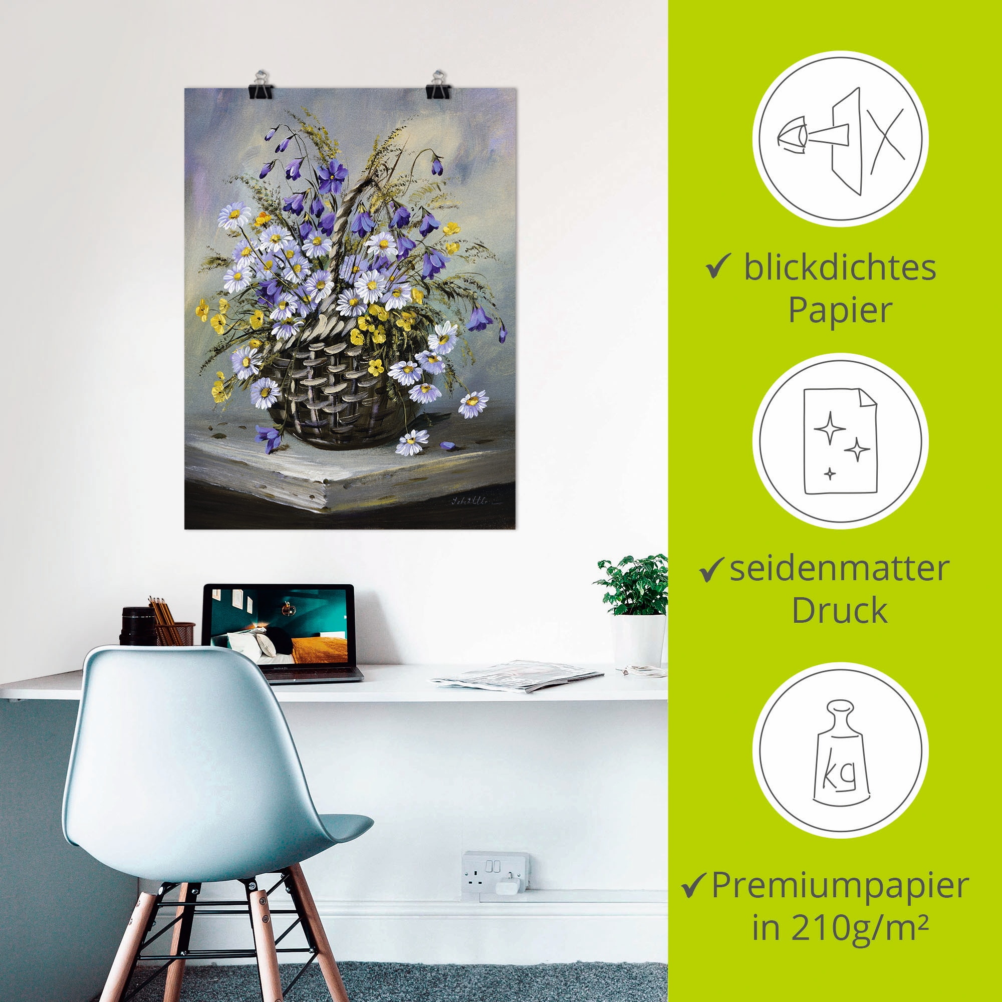 Artland Wandbild »Bunter Korb« Blumen 1 Stk. tlg. als Leinwandbild, Poster in verschied. Größen