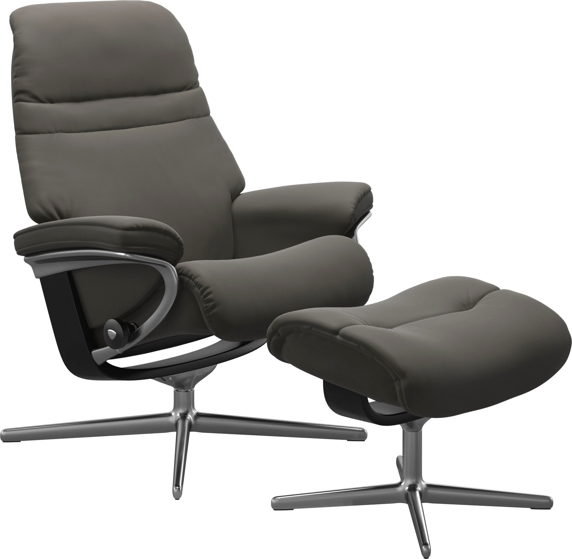 Stressless® Relaxsessel »Sunrise«, (Set, Relaxsessel mit Hocker), mit Hocker, mit Cross Base, Größe S, M & L, Holzakzent Schwarz