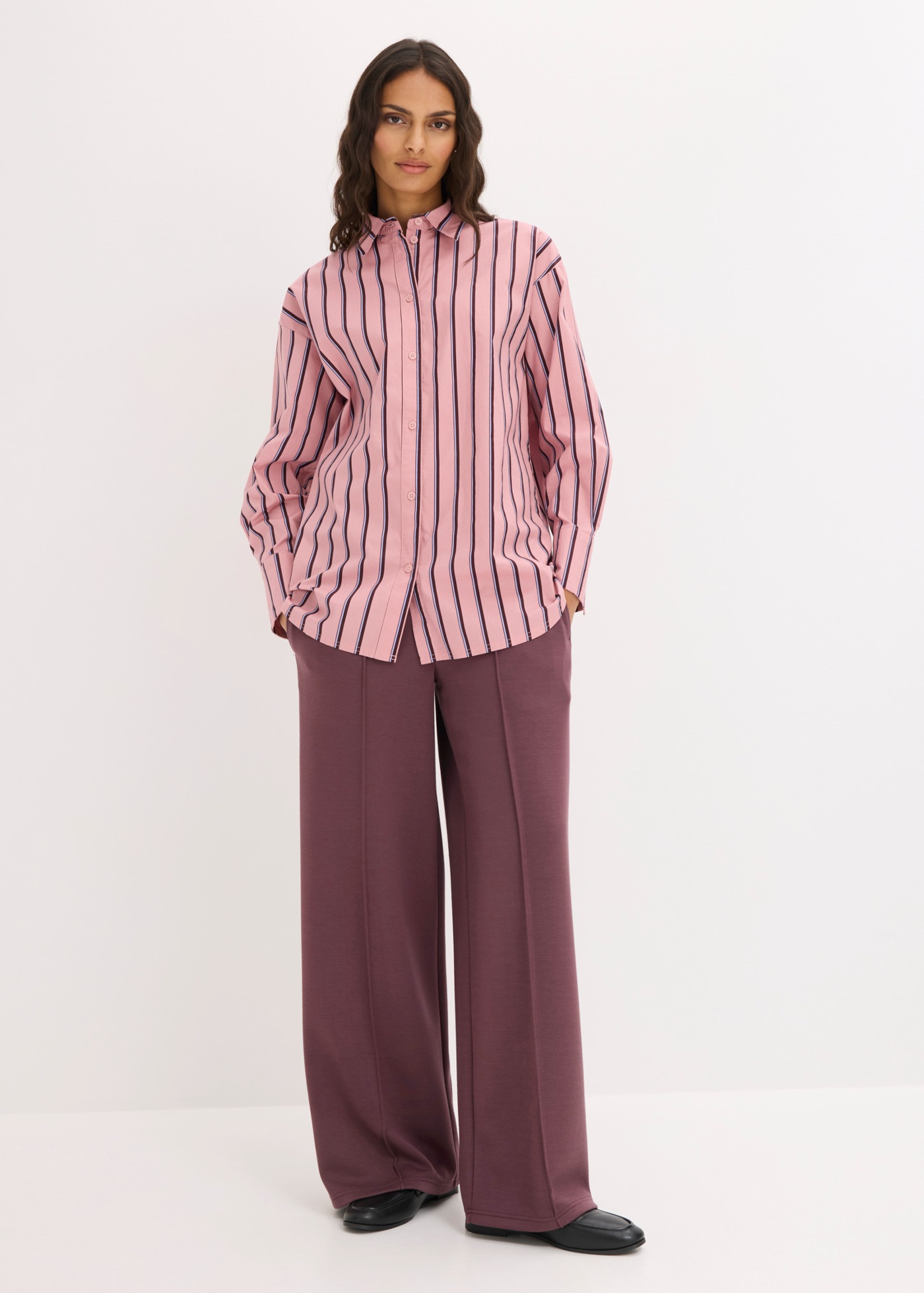bonprix Hemdbluse Oversize-Passform, hüftbedeckende Länge, mit überschnittener Schulter