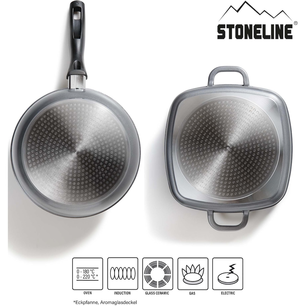 STONELINE Topf-Set, Aluminiumguss, (Set, 13 tlg., Bratentopf 24/28, Kochtopf 20, Kasserolle 18, Pfanne 20/24/28/32 cm)