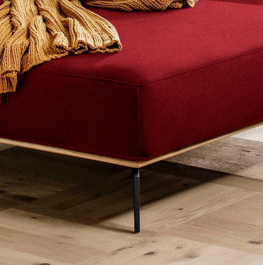W.SCHILLIG Ecksofa »run, Designsofa mit tollem Sitzkomfort, bequem, L-Form«, mit Holzsockel, Füße in Schwarz pulverbeschichtet, Breite 299 cm