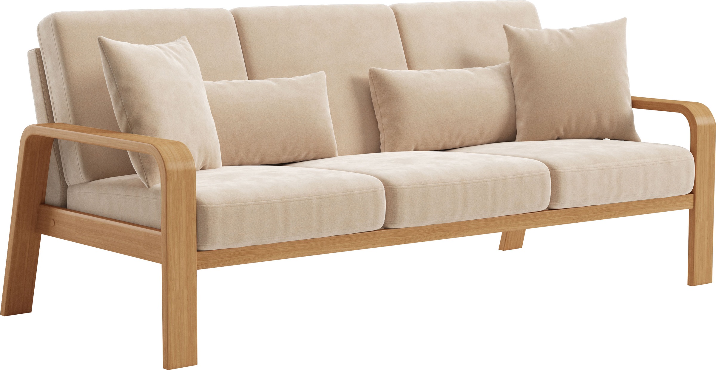 sit&more 3-Sitzer »Kolding«, Armlehnen aus eichefarbigem Buchenholz, verschiedene Bezüge und Farben