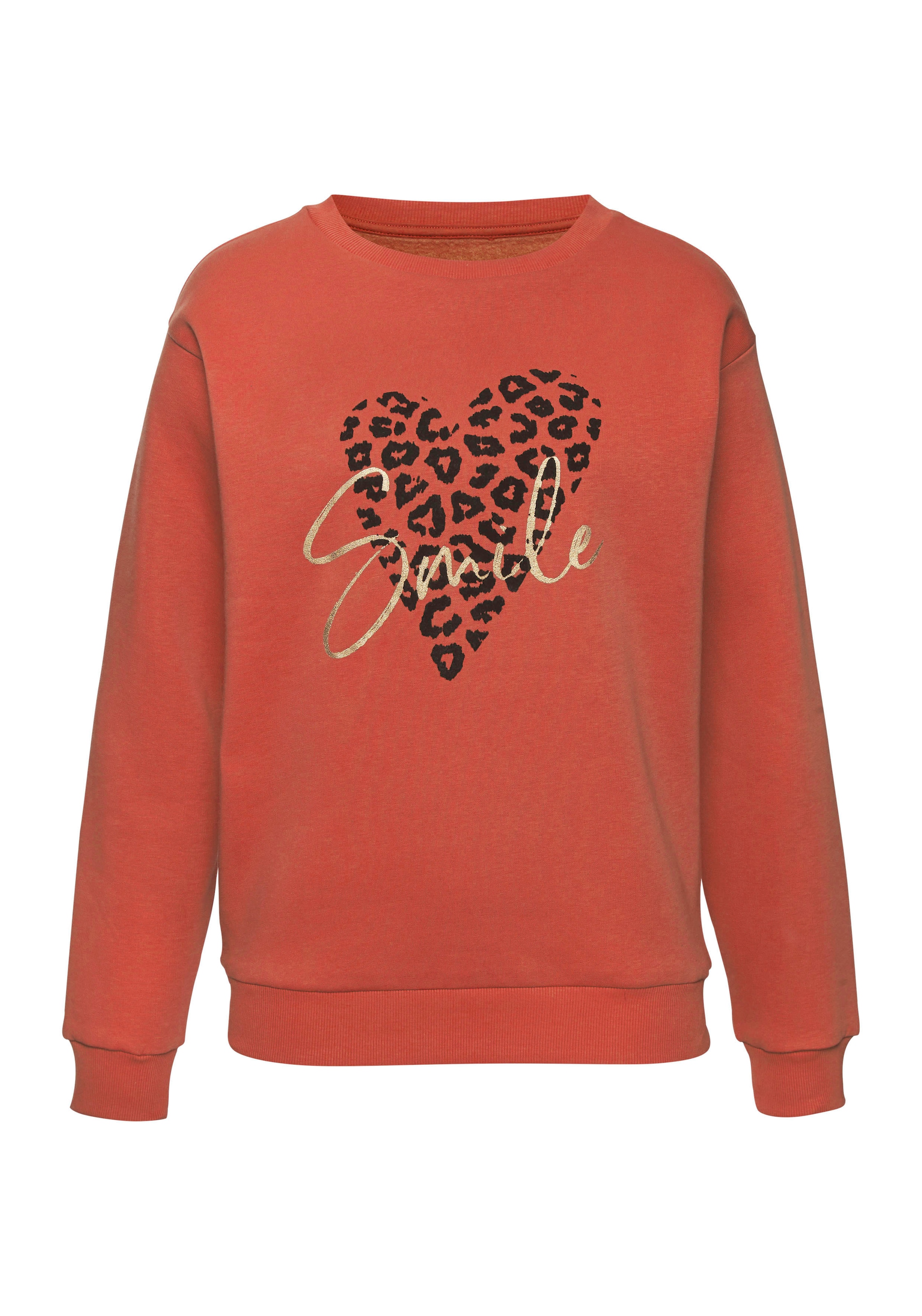 LASCANA Sweatshirt, mit Herz-Leo-Druck, Loungewear
