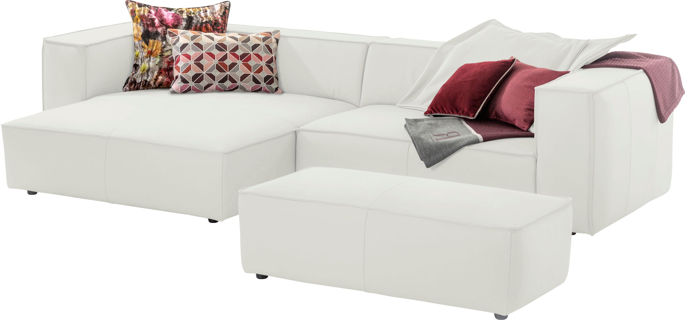 Ecksofa »around-the-block«, mit eleganter Biese, mit Federkern