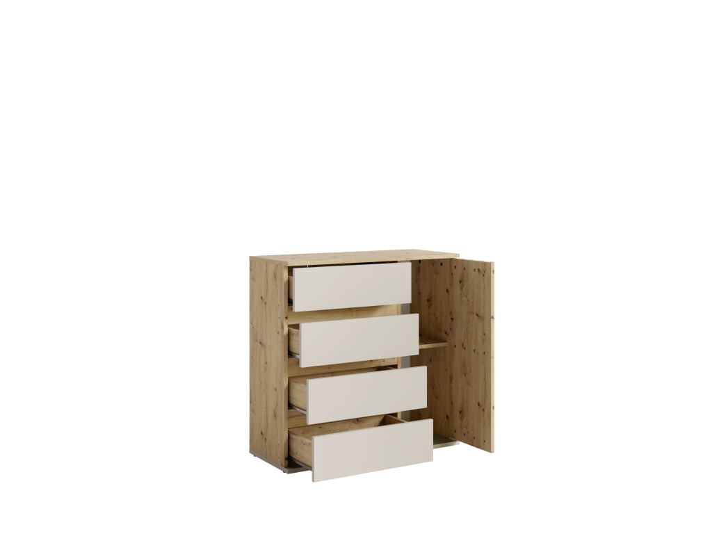 Home affaire Kommode »LANDUVA Sideboard mit viel Stauraum, Breite 80 cm« Schrank mit Schubladen und 1 Tür, Lamellen Design