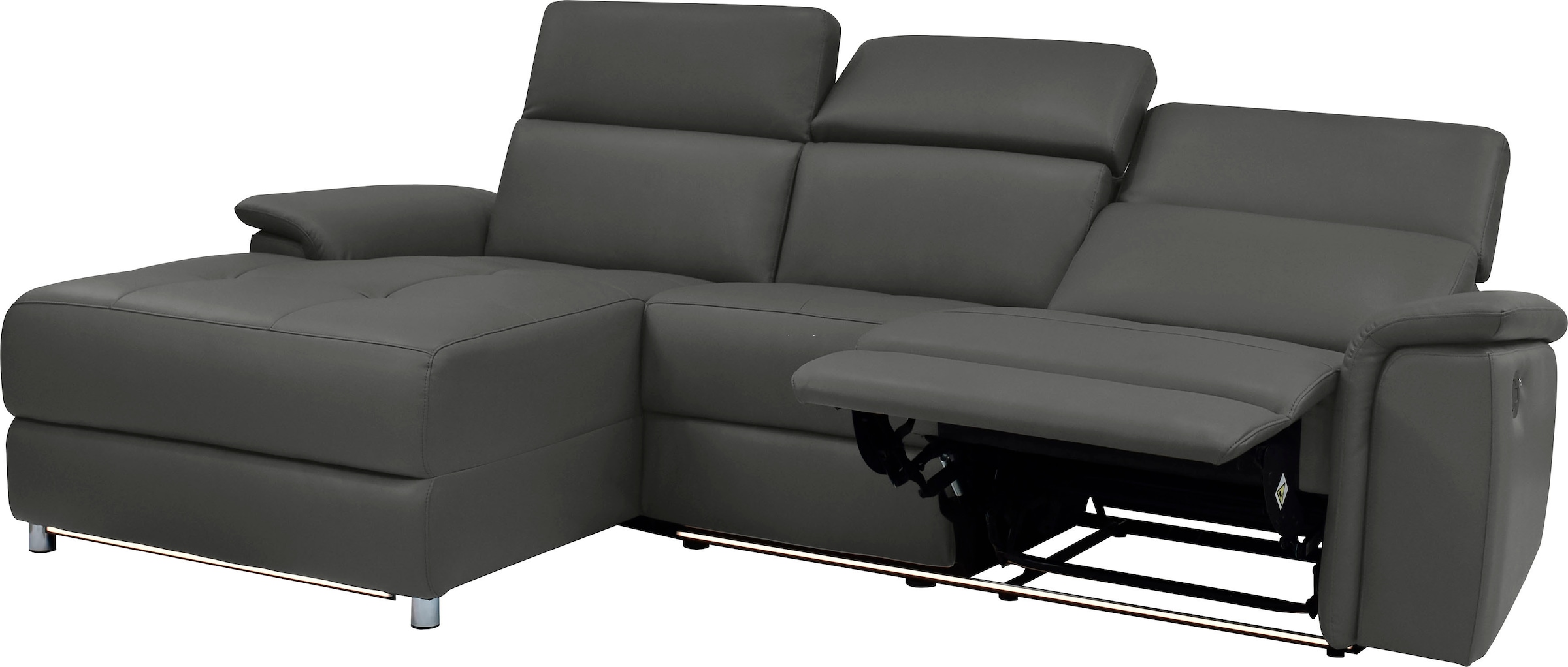 Home affaire Ecksofa »Pareli, L-Form, 259cm,m. Recamiere, Echtleder, Kunstleder, Webstoff« man. o. elektr. Relaxfunktion, USB/Kopfteilverstellg u. LED