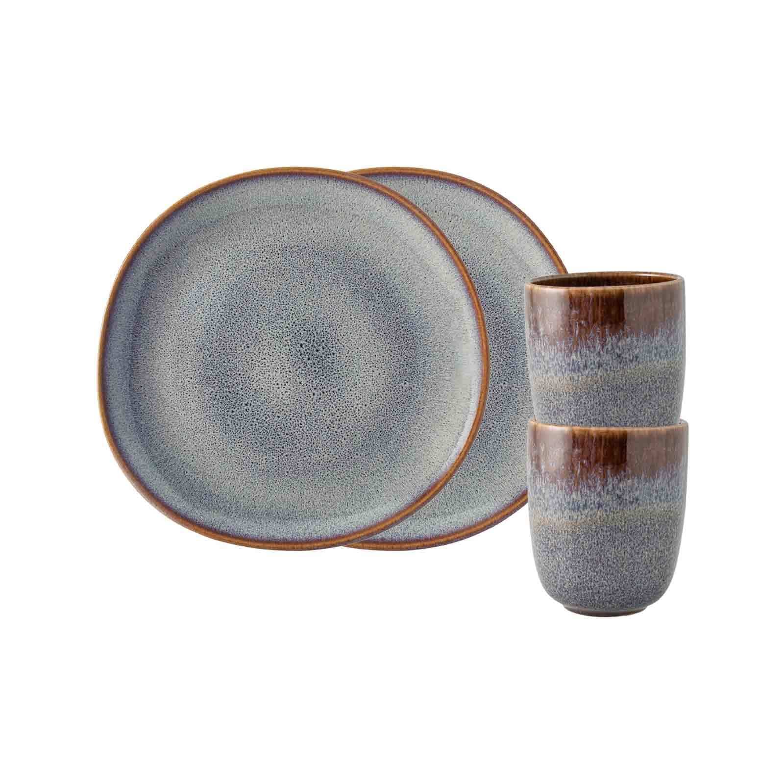 like. by Villeroy & Boch Geschirr-Set »Frühstücks-Set Lave 4er Set« Spülmaschinenfest, Mikrowellensicher