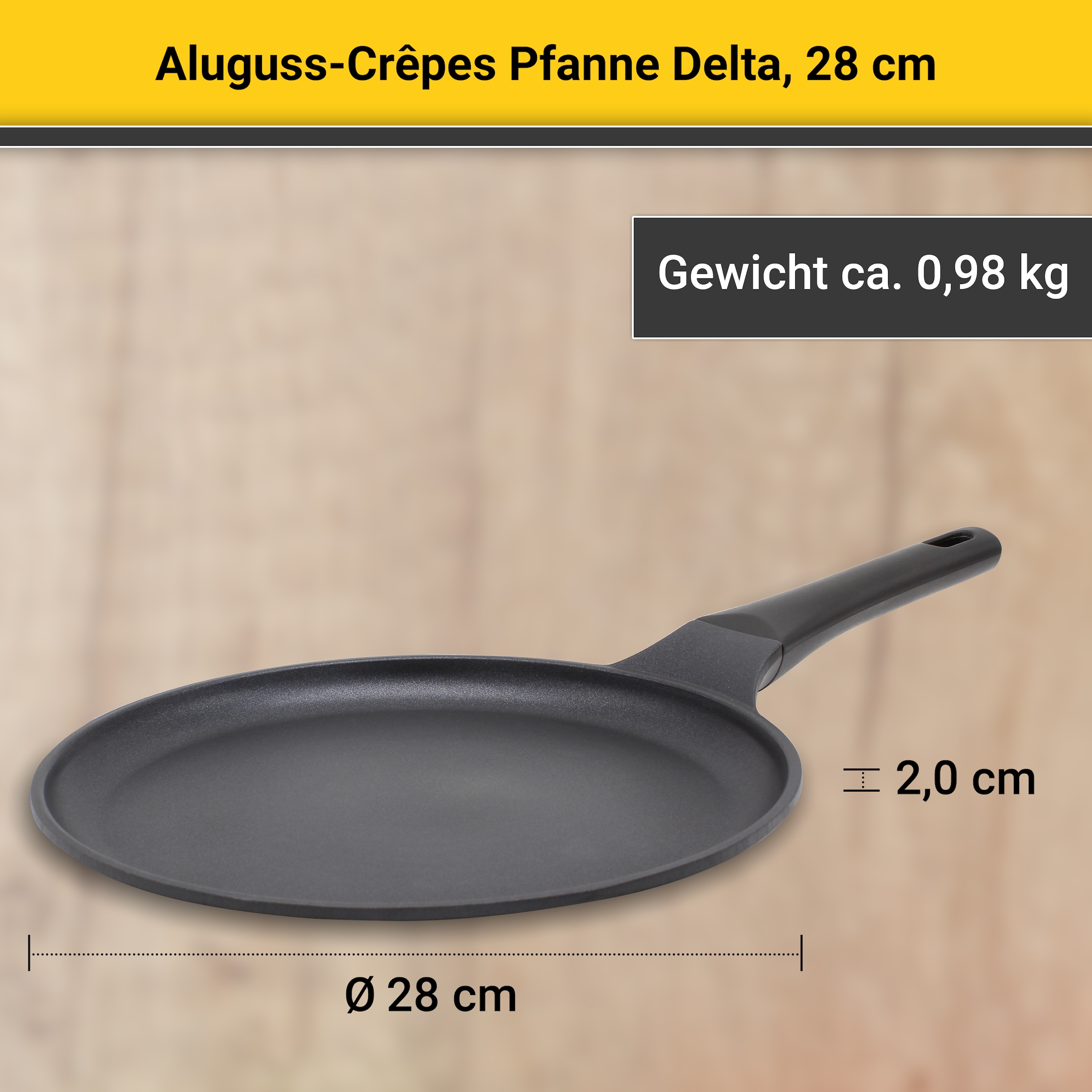 Krüger Crêpepfanne »Delta«, Aluminiumguss, für Induktions-Kochfelder geeignet