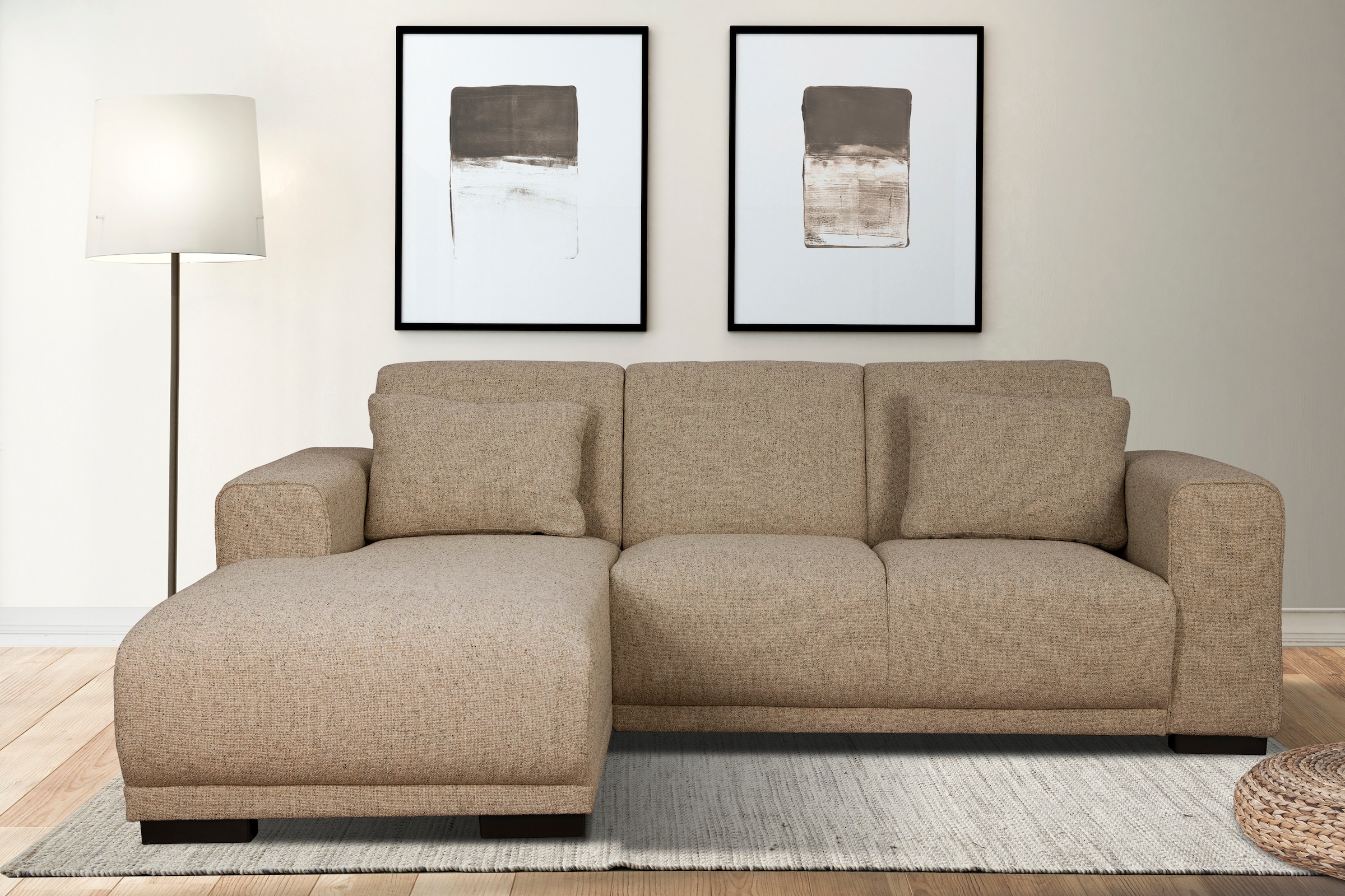 Home affaire Ecksofa »BORNHOLM L-Form mit Recamiere, Maße B/T/H: 234/162/85 cm«, Recamiere links oder rechts bestellbar, Wellenfederung, inkl. 2 Kissen