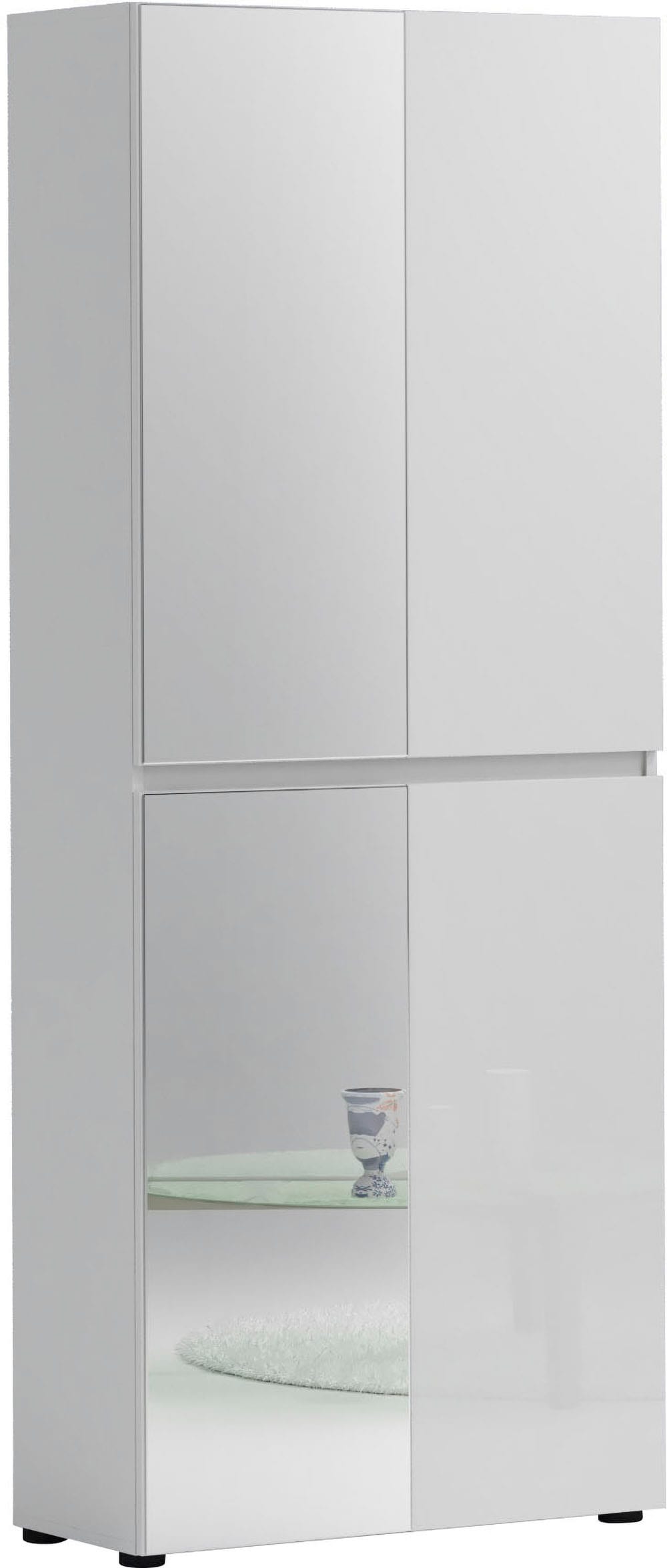 INOSIGN Schuhschrank »Mister,Schuhkommode,Schuhmöbel,Schuhablage,Schuhregal«, Breite 80 cm, Höhe 200 cm, Tiefe 34 cm, 4 Türen, 12 Fächer, 2 Spiegel