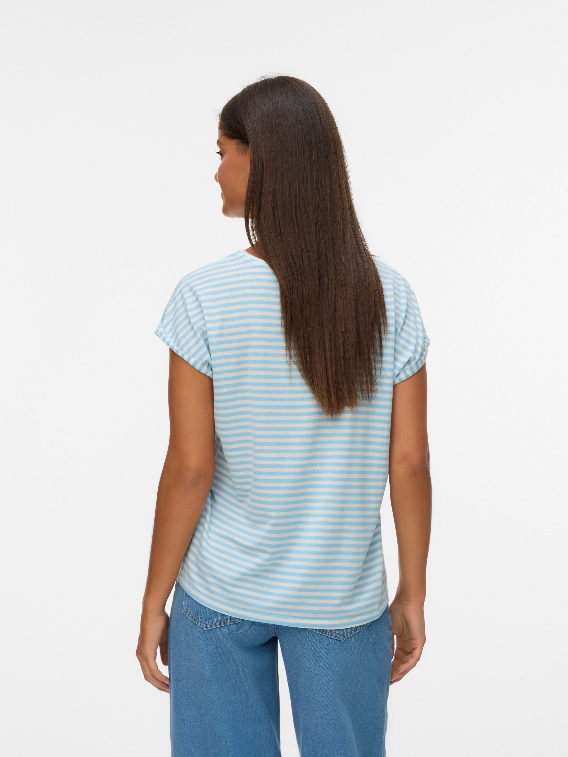 Vero Moda Rundhalsshirt »VMAVA PLAIN SS TOP STRIPE GA JRS NOOS«