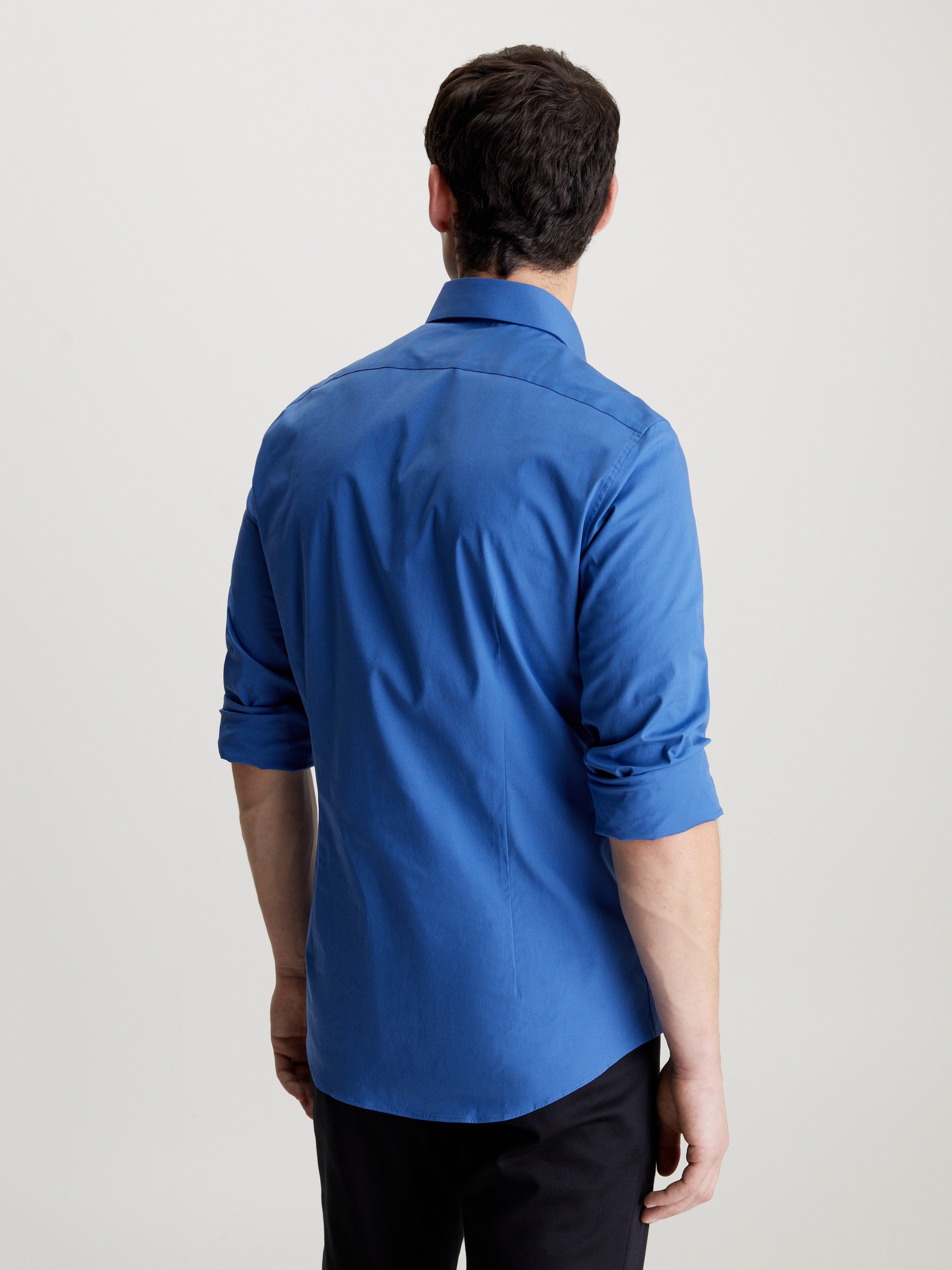 Calvin Klein Businesshemd »POPLIN STRETCH SLIM SHIRT«, mit Kentkragen, Logoprint auf Brusthöhe