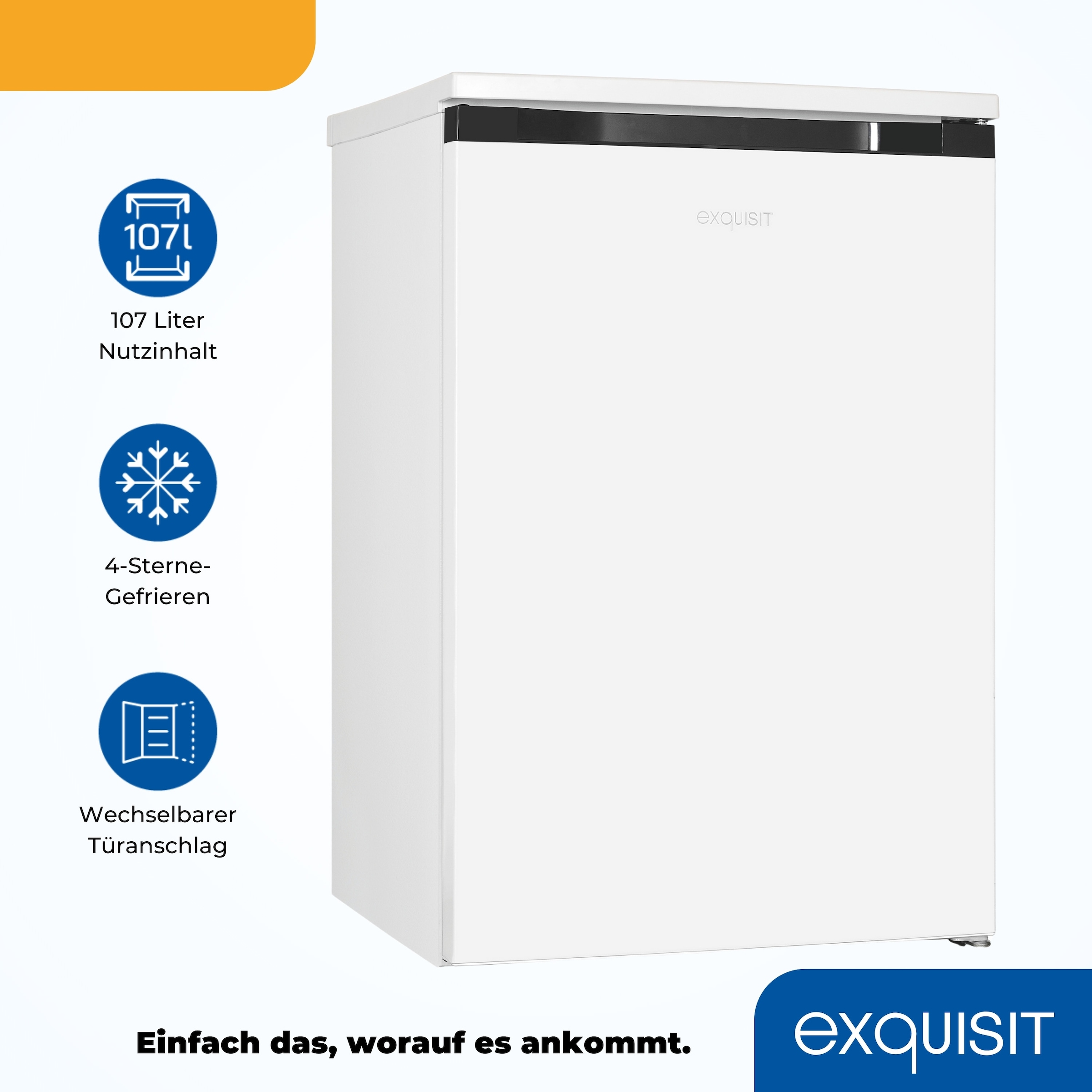 exquisit Kühlschrank KS15-4-051C weiss »KS15-4-051C weiss« 84,5 cm hoch 54,9 cm breit Flexibel & geräumig: 107 L Mini-Kühlschrank mit 4-Sterne Gefrierfach