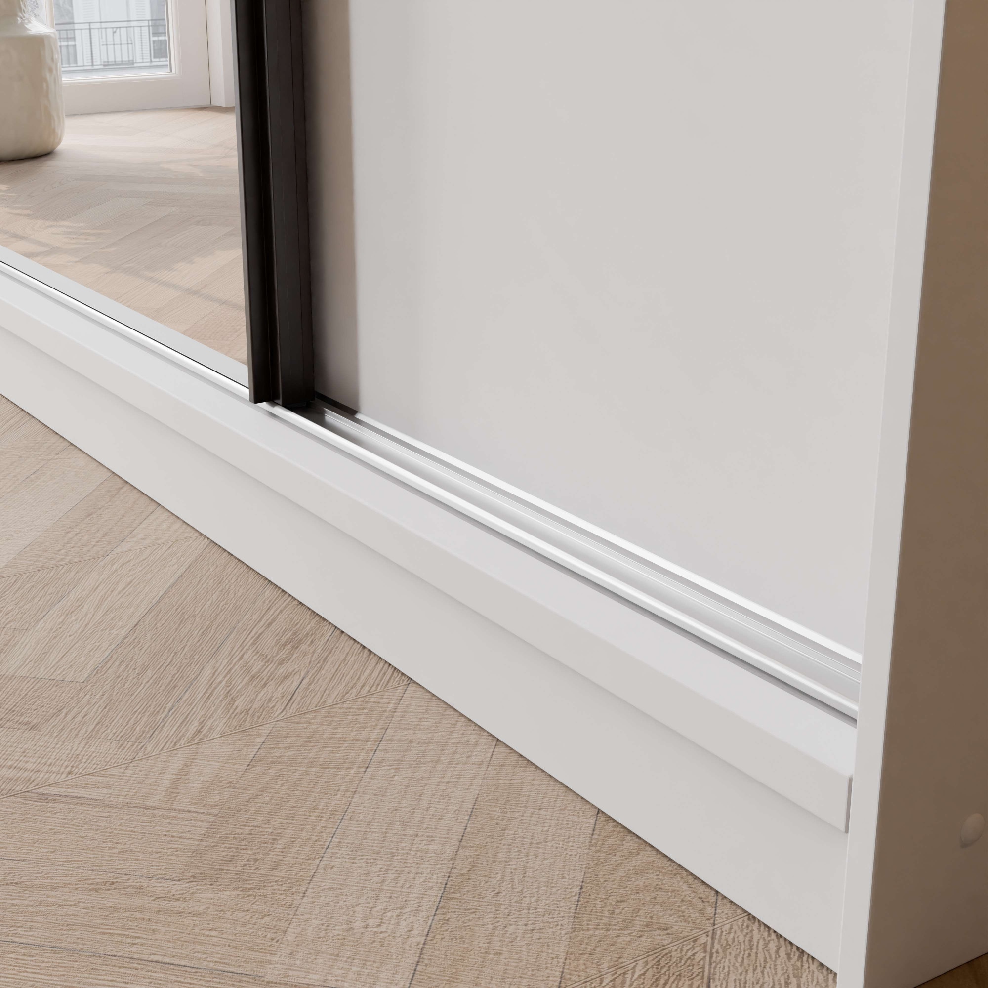 OTTO home Kleiderschrank »JORELLA,  Schwebetürenschrank, Stil trifft Qualität und Funktion« H/B/T ca. 210/200/59 cm,  3 Türen, schwarz abgesetzt, viel Stauraum, Spiegel