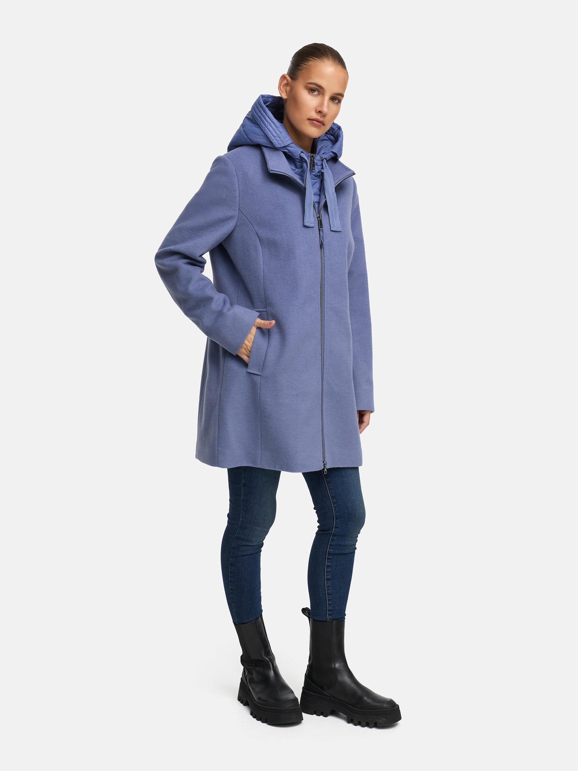 MANISA Wolljacke mit Kapuze mit herausnehmbarer Kapuze