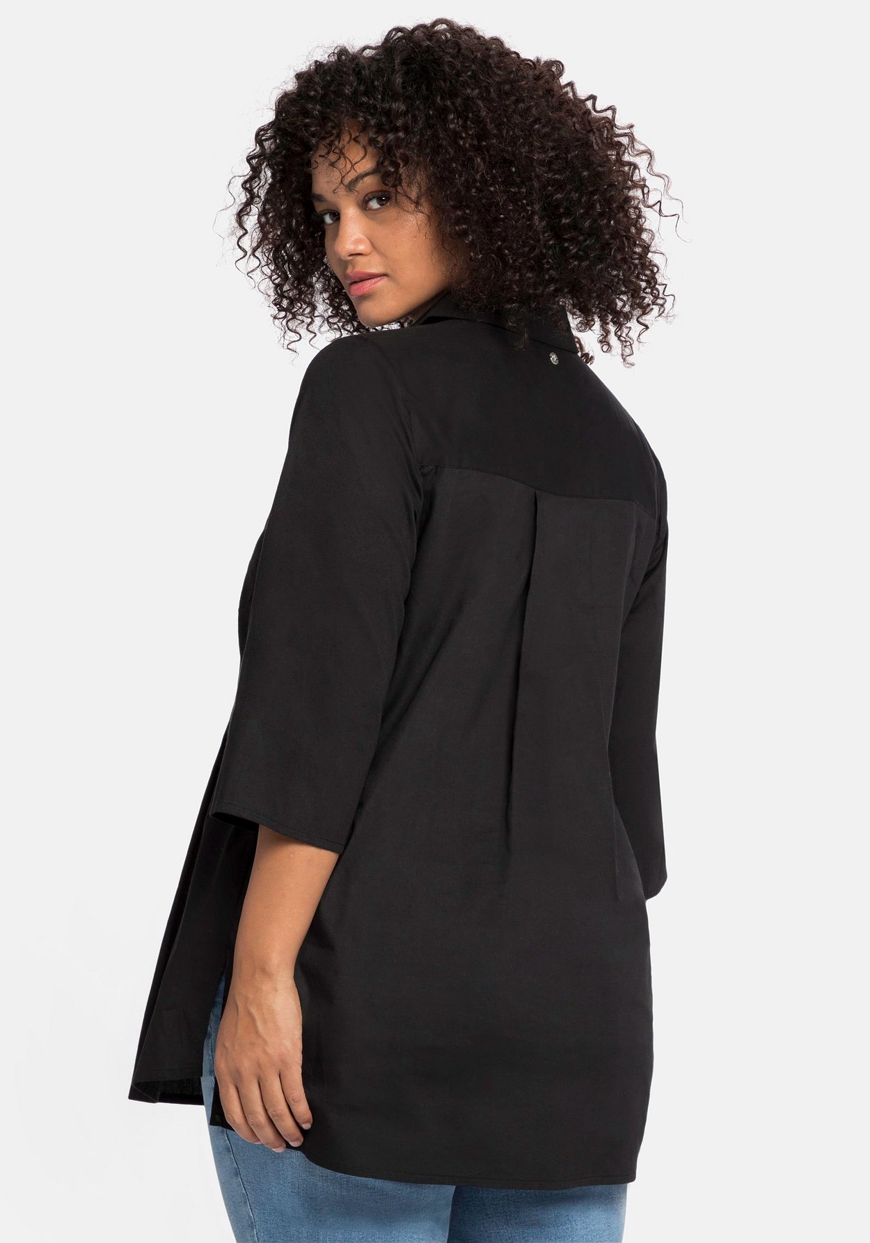 Sheego Hemdbluse »Bluse mit 3/4-Arm und dekorativen Falten«