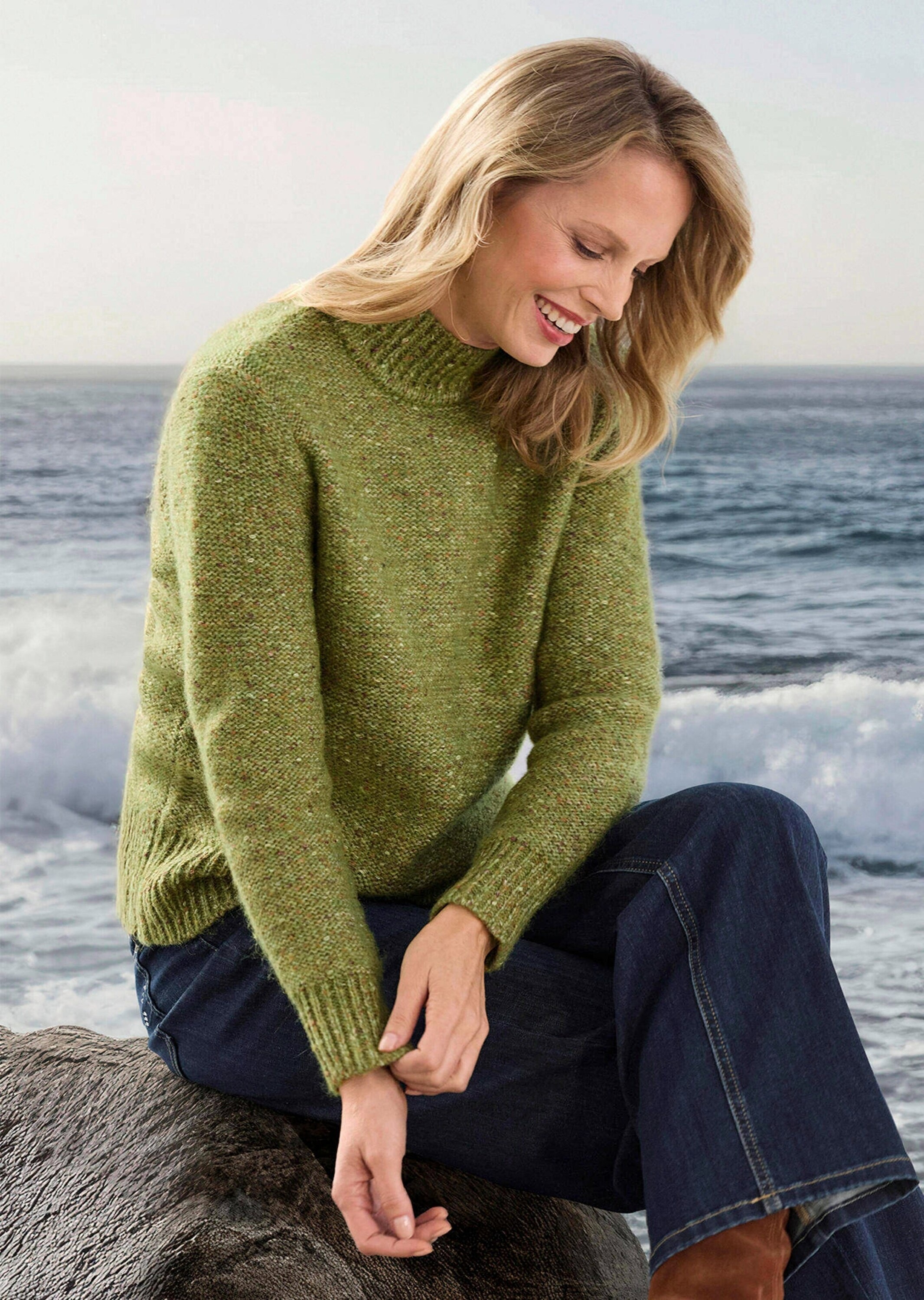 GOLDNER Rundhalspullover »Kurzgröße Flauschiger Bouclé-Pullover, Stehkragen« keine/nicht relevant