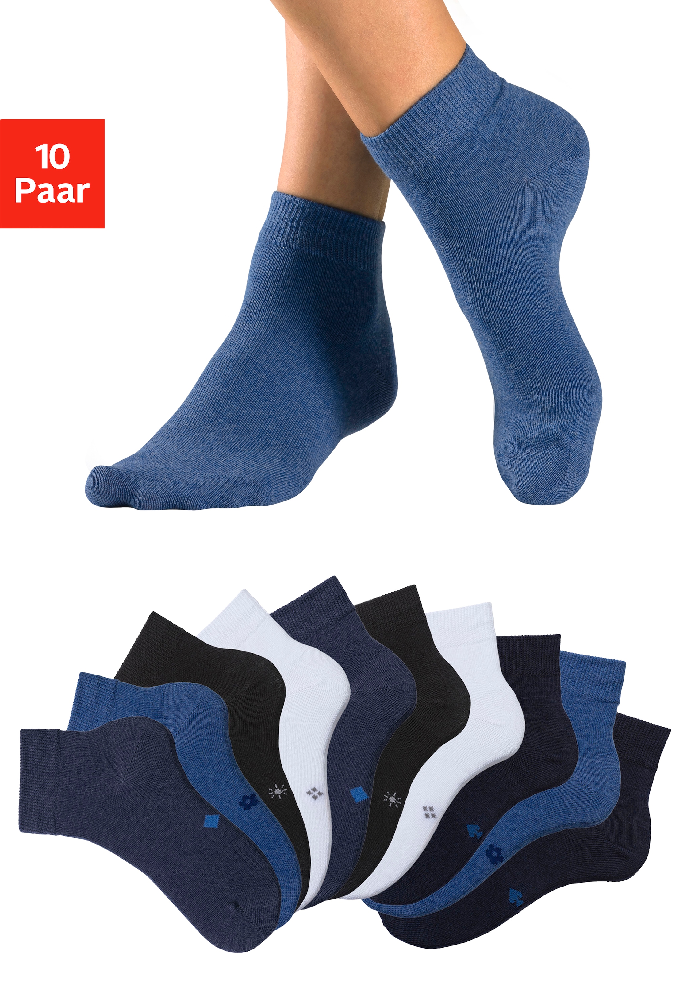 H.I.S Kurzsocken, (Packung, 10 Paar), mit eingestrickten Symbolen