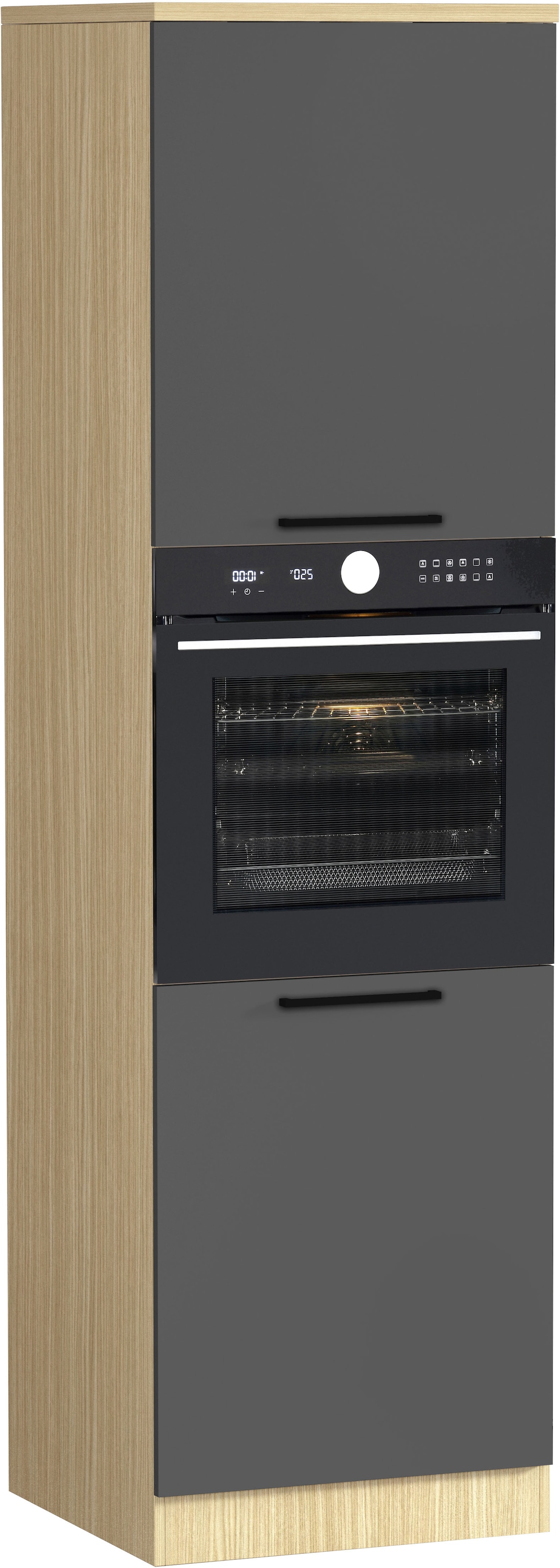 KOCHSTATION Backofenumbauschrank »Luna, Backofenschrank, Backofen-Hochschrank, Made in Italy« B/T/H: 60×60×214,5 cm, Oberplatte mit 25 mm Stärke