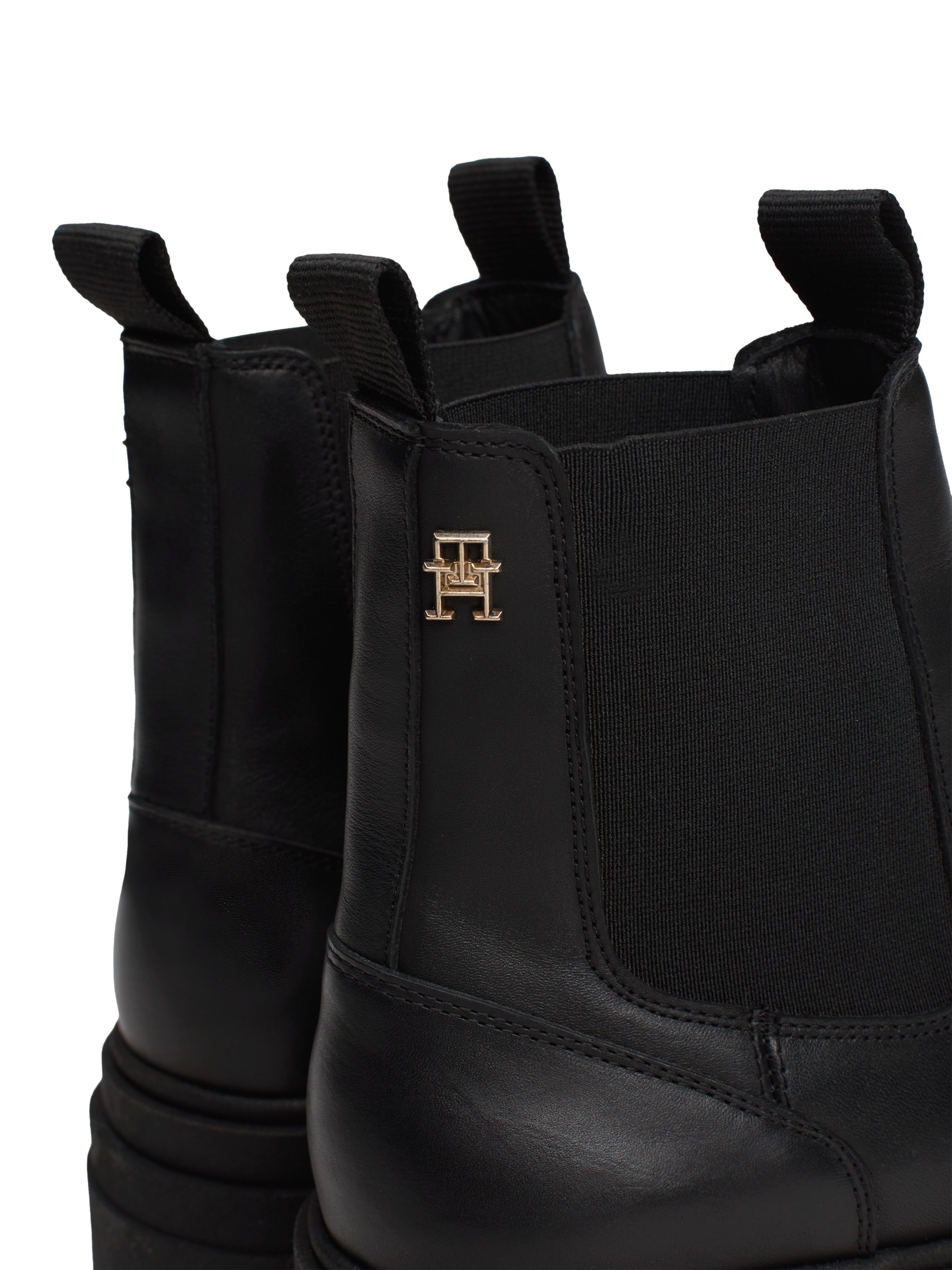 Tommy Hilfiger Chelseaboots »COMBAT LEATHER LOW CHELSEA«, Blockabsatz, Stiefelette, Chunky Boots mit zwei Anziehlaschen