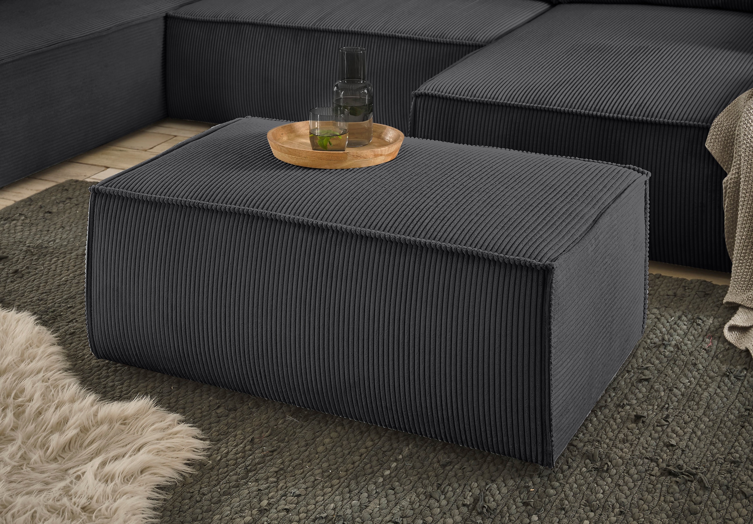 Home affaire Hocker »SHERWOOD, Polsterhocker in 3 Stoffarten verfügbar« passend zur Polster-Serie SHERWOOD