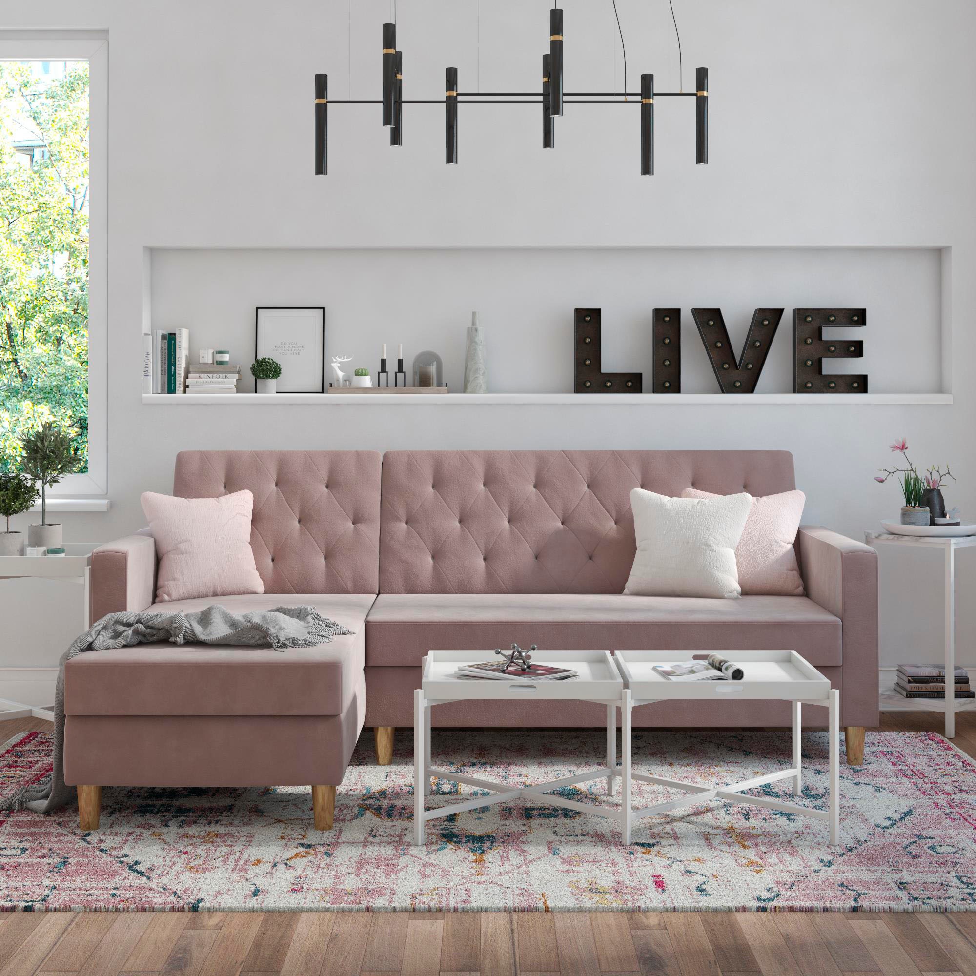 CosmoLiving by Cosmopolitan Ecksofa »Liberty, L-Form,« mit Schlafffunktion, Recamiere beidseitig montierbar, Sitzhöhe 43 cm